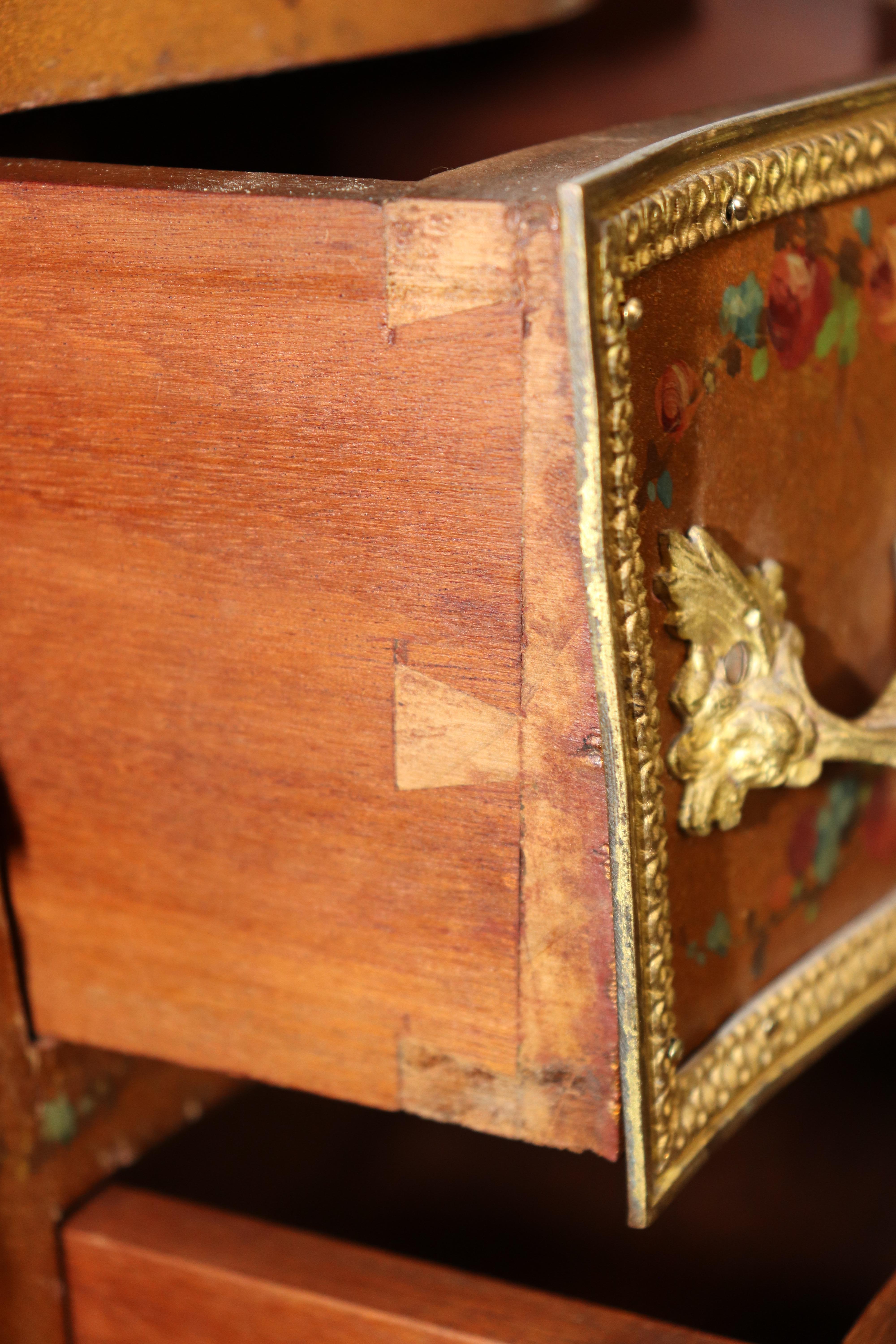 SinglGold Leaf Gilded Vernis Martin Painted French Louis XV Style Night Stand For Sale 2