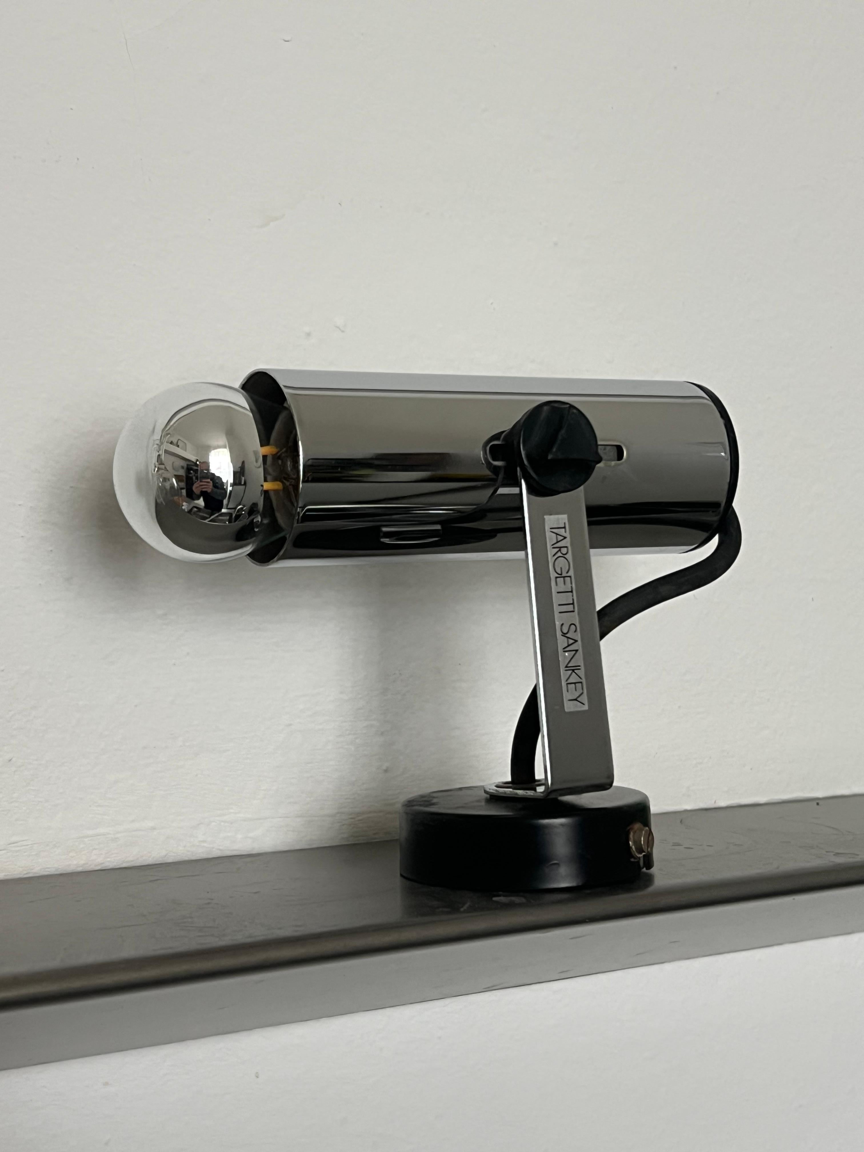 Rare Chrome Italian Spotlight by Targetti Sankey 1970's - Vintage lighting spot In Good Condition For Sale In Milano, IT