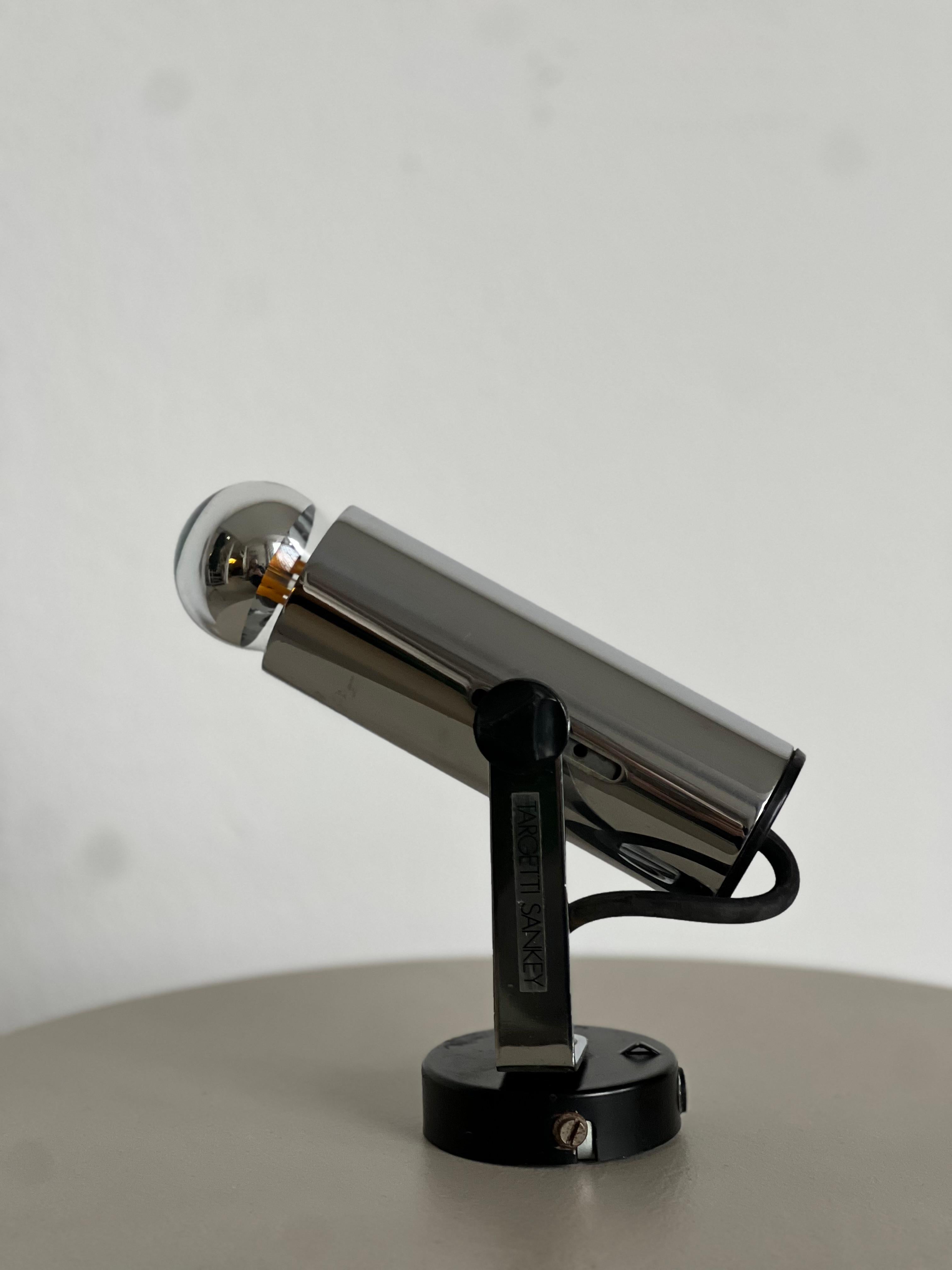 Rare Chrome Italian Spotlight by Targetti Sankey 1970's - Vintage lighting spot For Sale 3