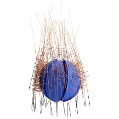 Singulare, kinetische, lebhafte blaue geometrische Skulptur, Irving Harper, 20. Jahrhundert