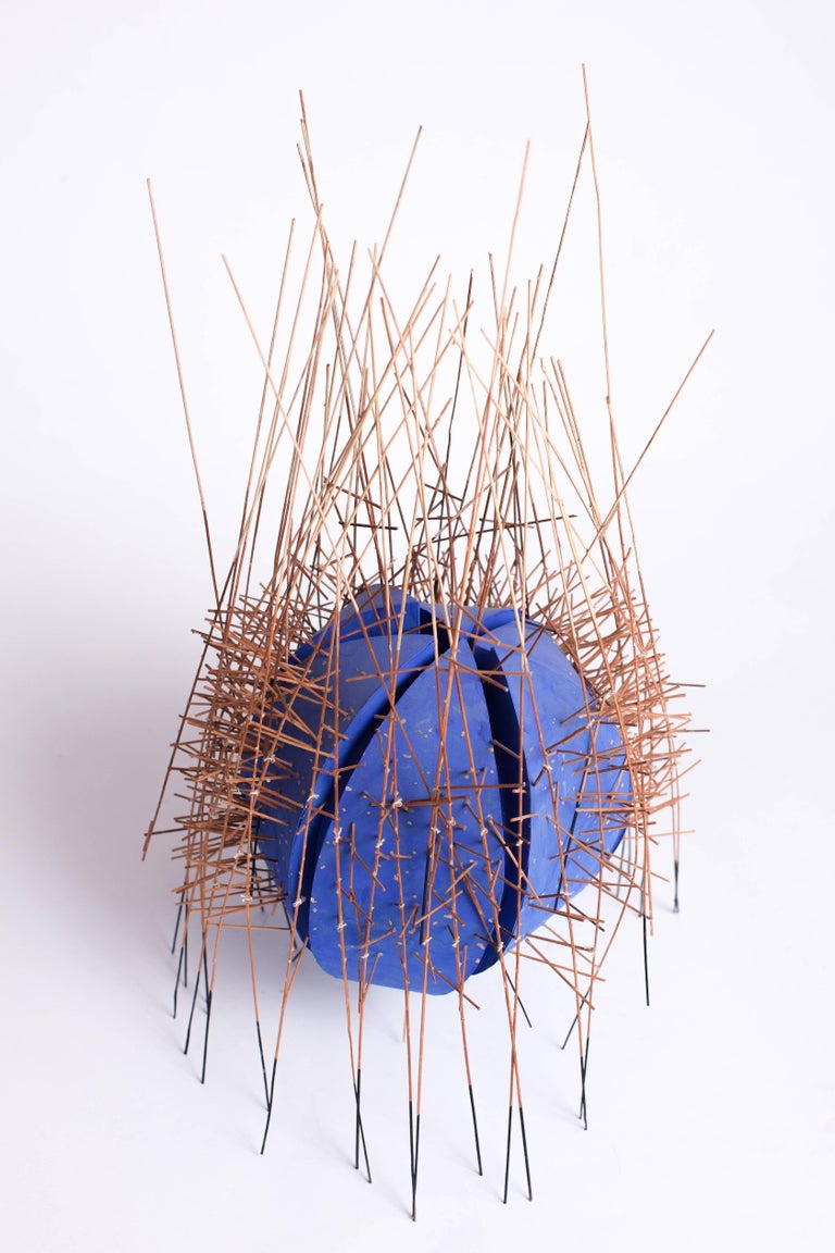 Singular, Kinetic, Vibrant Blue Geometric Sculpture, Irving Harper, 20th Century In Good Condition For Sale In New York, NY