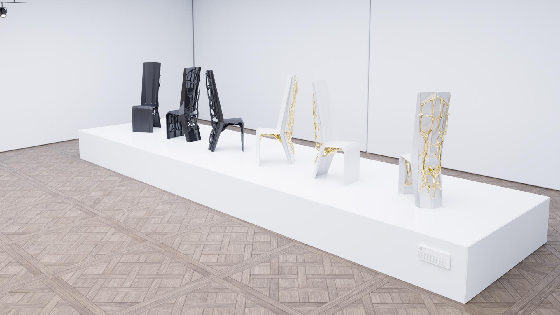 Modern Organic AI Singularity Sculptural Metal Dining Chair For Sale