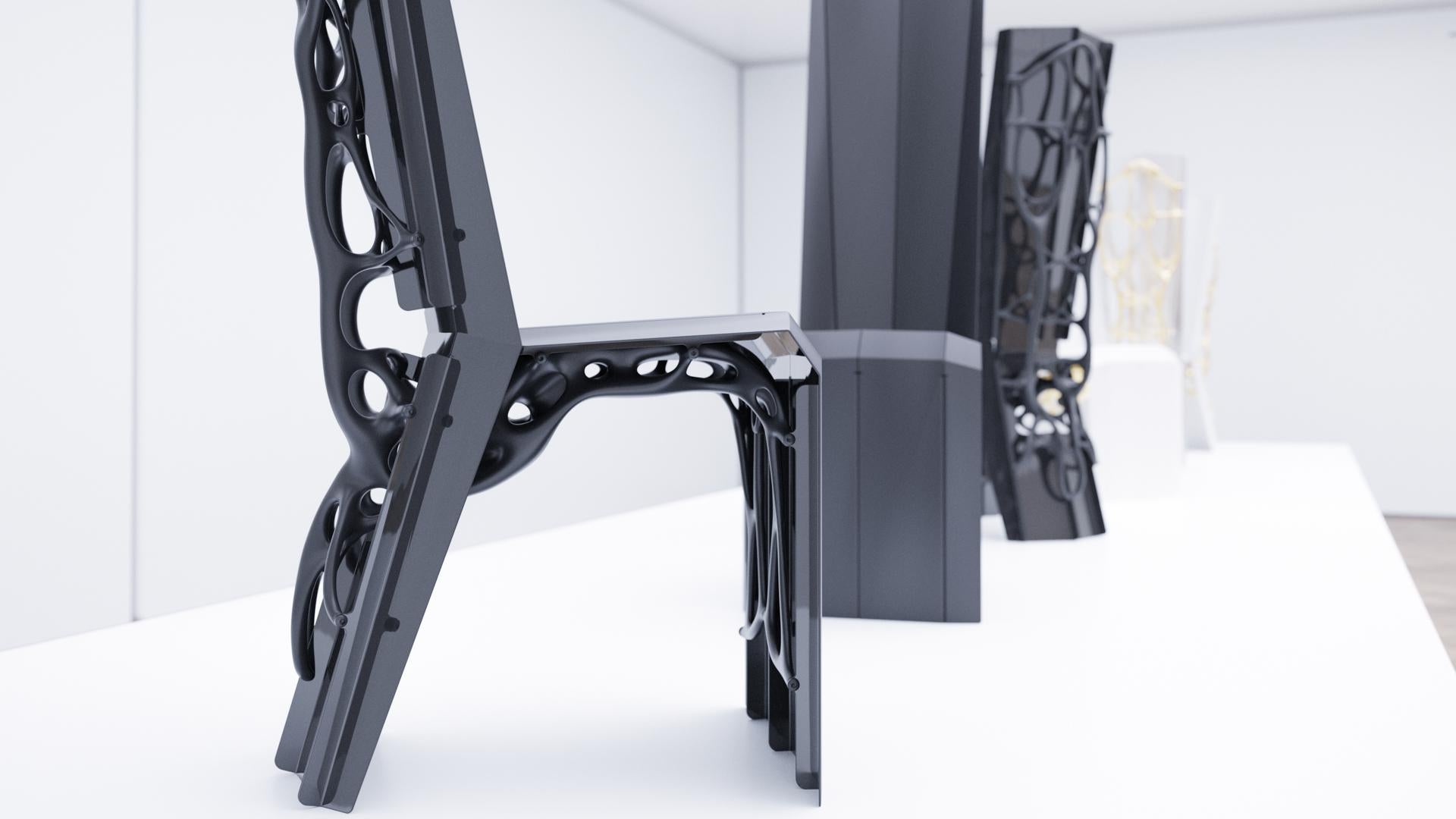 British Organic AI Singularity Sculptural Metal Dining Chair For Sale
