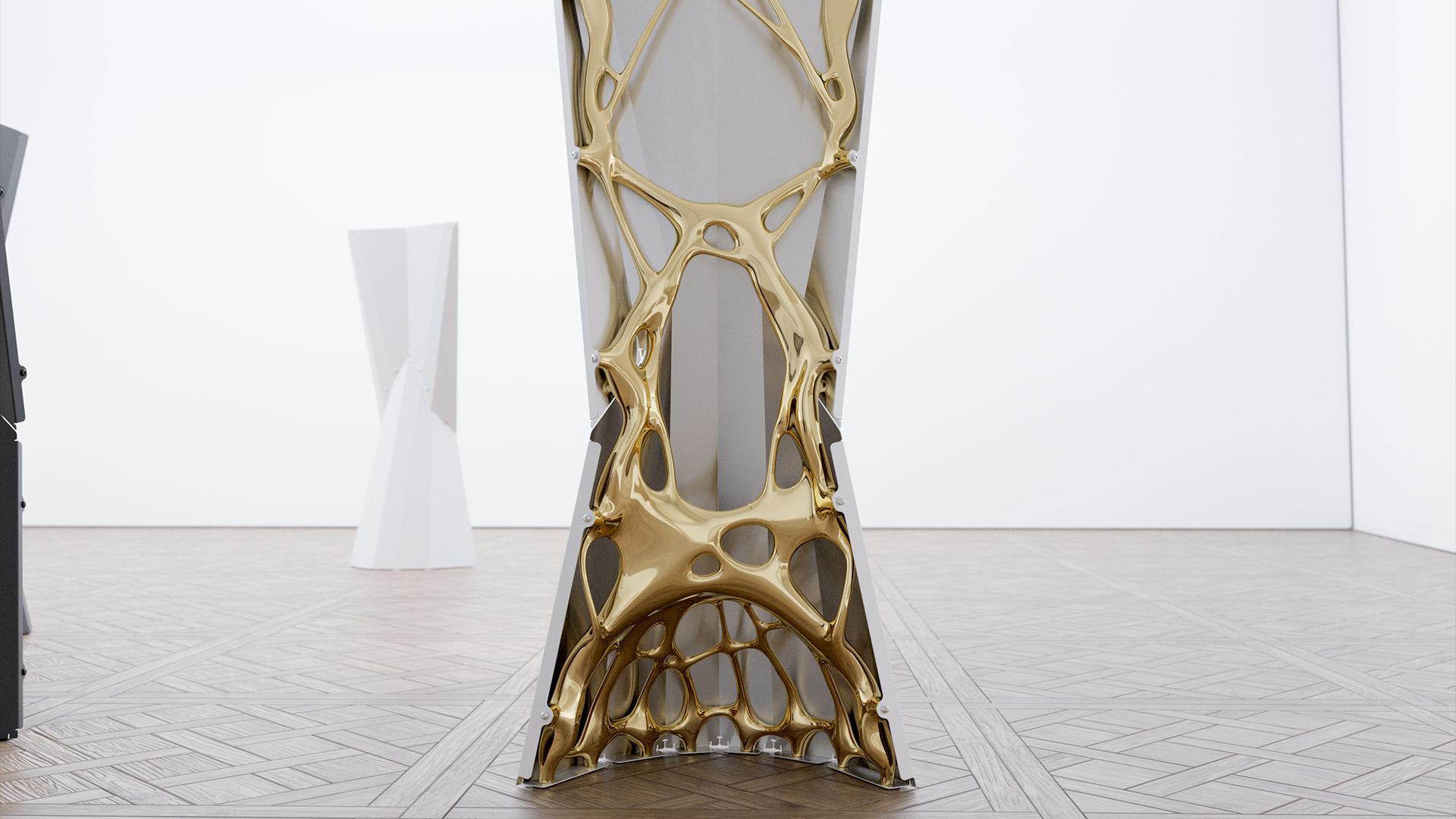 Singularity Sculpture sees Duffy realise the Singularity design concept in its purest form; crafting a showcase sculptural piece from the byproduct off AI generative programming – brought to life in a combination of stunning matte and metallic