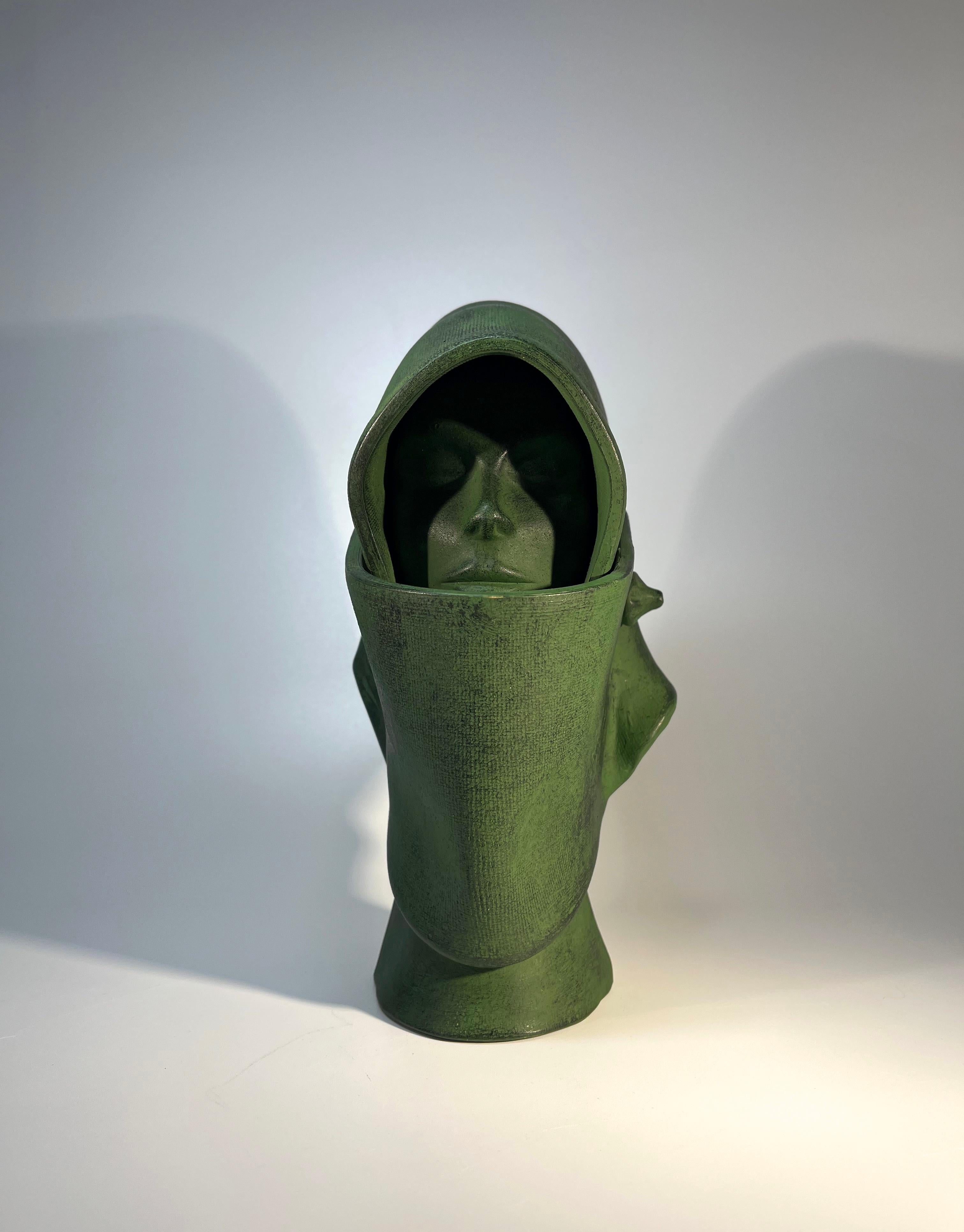 Singularly Intriguing Clay Bust Of A Cloaked Woman For Sale 1