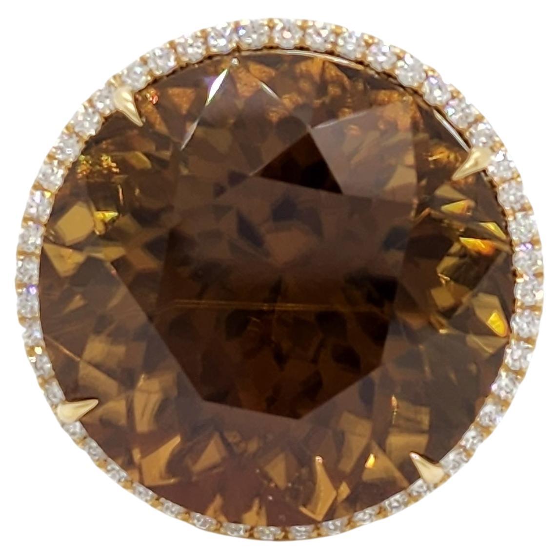 Bague cocktail Sinhalite et diamant blanc 18 carats en vente