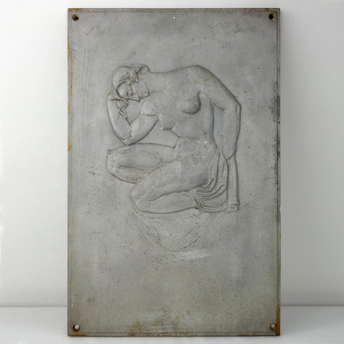 Dutch Sink Plaquette with Relief of a Roman Adonis in Loincloth Posing as Le Penseur For Sale
