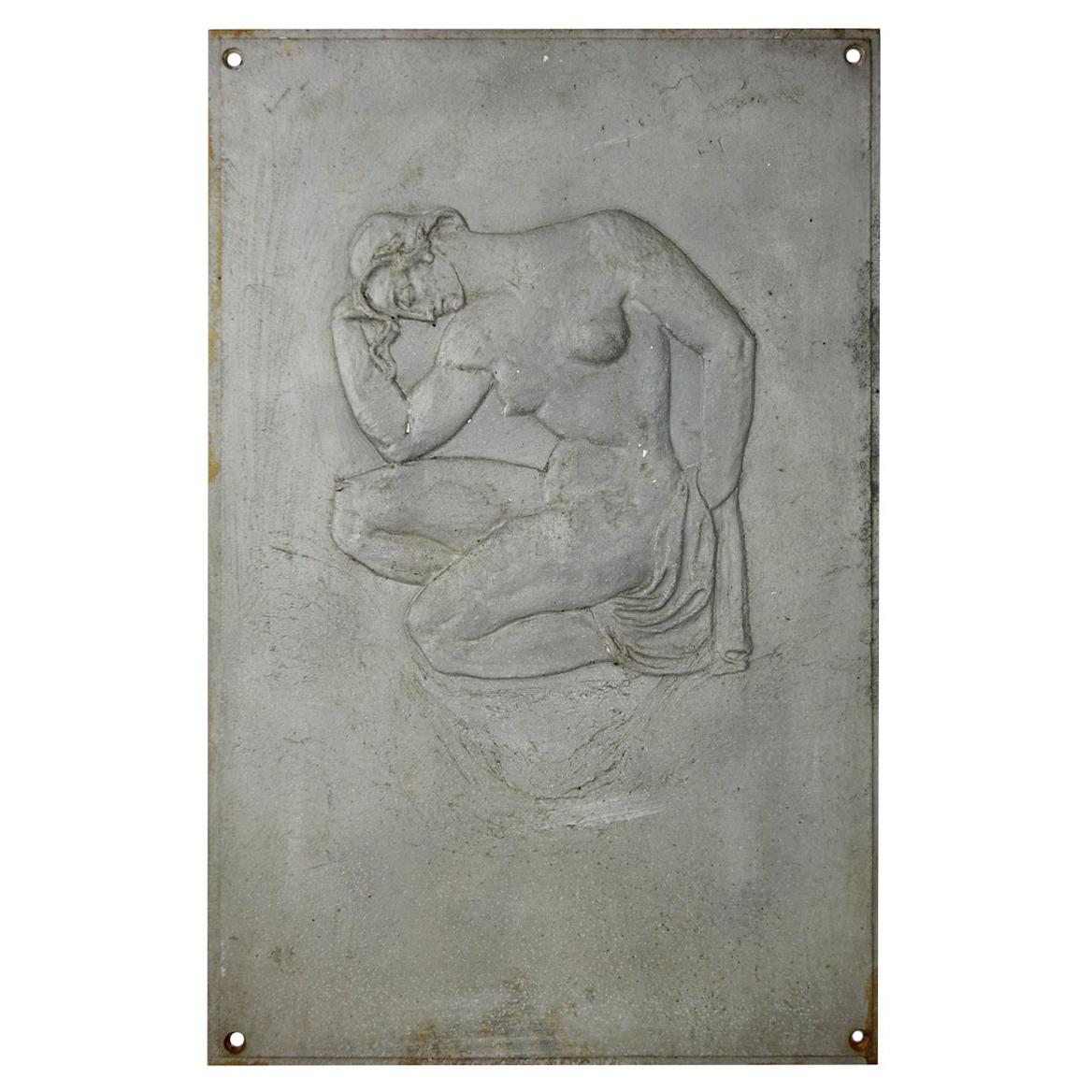 Sink Plaquette with Relief of a Roman Adonis in Loincloth Posing as Le Penseur For Sale