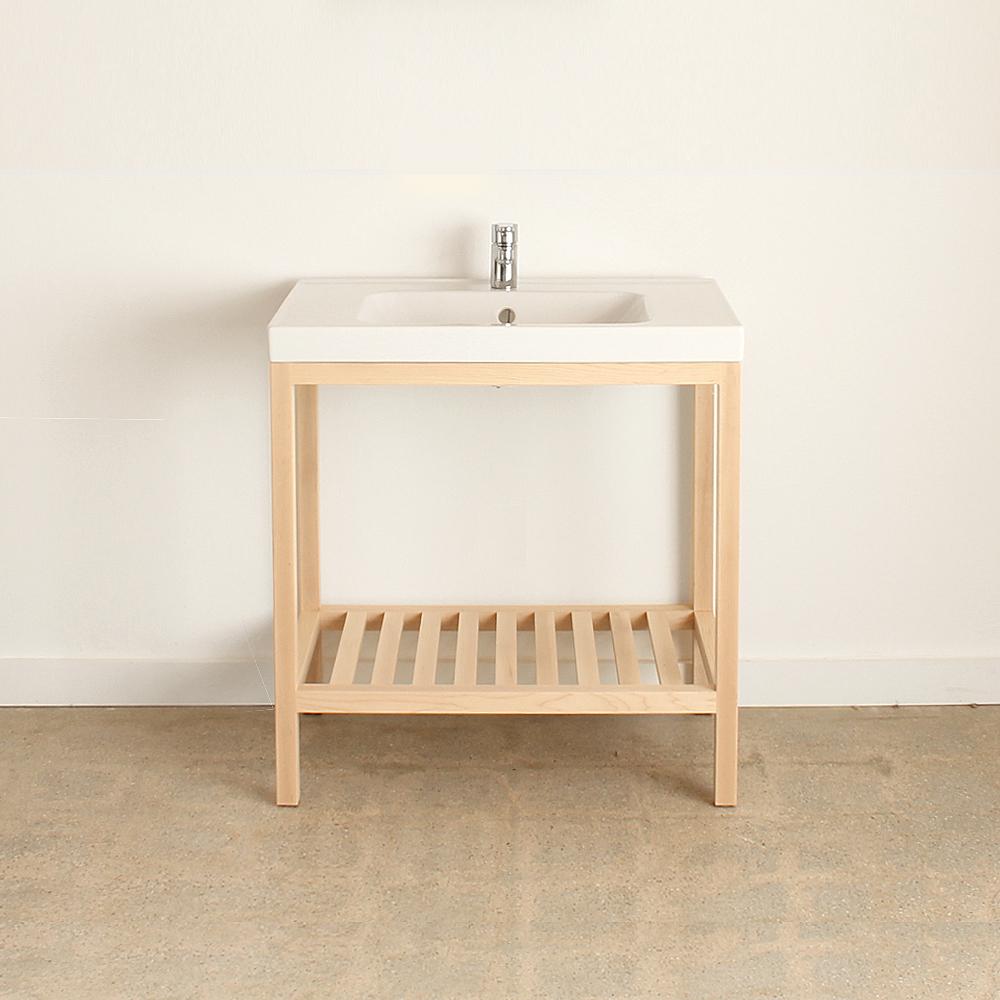 Solid wood frame style sink stand specifically for the Ikea Odensvik sink. The piece pictured is available and ready to ship and comes with the sink. All solid wood mortise and tenon joinery with satin polyurethane finish. The wood stand ships flat