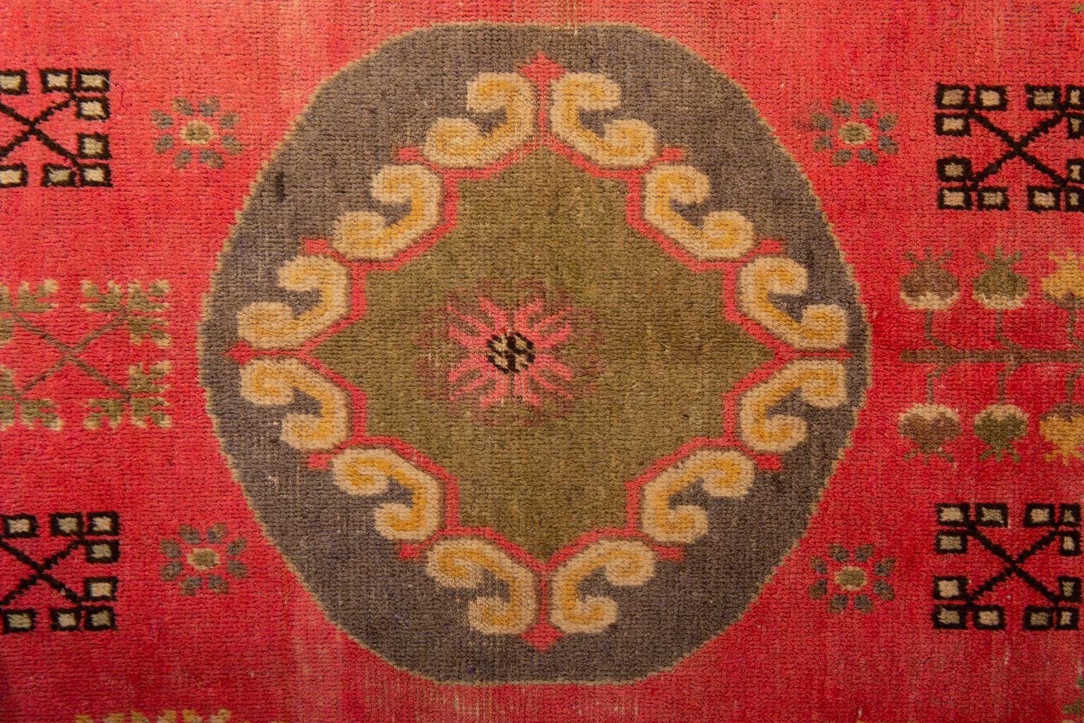 Wool Sinkiang or Samarkanda Vintage Carpet For Sale