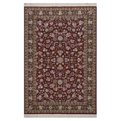 Sino-Persian Tabriz Wool & Silk 6x9 Maroon & Olive Green Handmade Area Rug