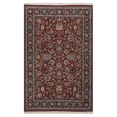 Sino-Persian Tabriz Wool & Silk 6x9 Red & Black Handmade Area Rug