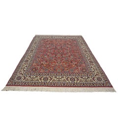 Sino-Persian Tabriz Wool & Silk 8x10 Salmon & Ivory Handmade Area Rug