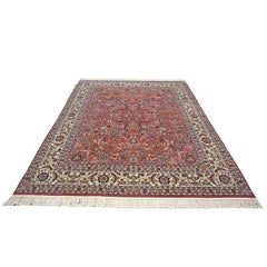 Sino-Persian Tabriz Wool & Silk 8x10 Salmon & Ivory Handmade Area Rug