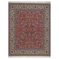 Sino-Persian Tabriz Wool & Silk 8x10 Salmon & Ivory Handmade Area Rug