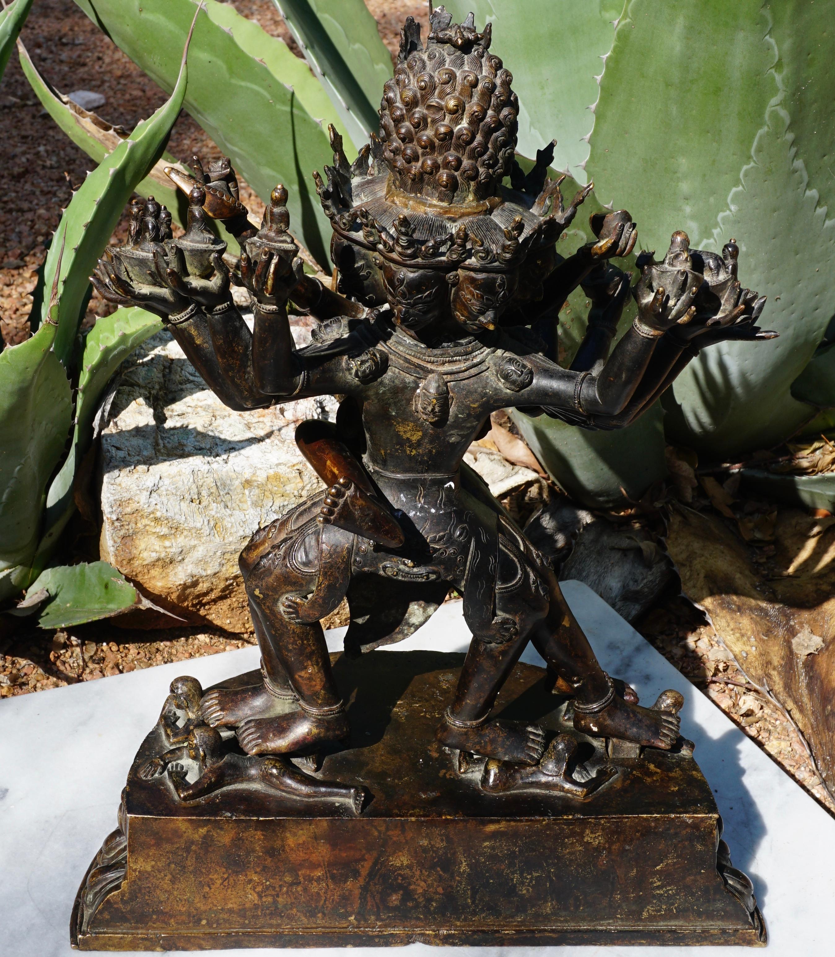 Sino Tibetan Bronze Figure of Yamantaka Vajrabhairav with Consort 3