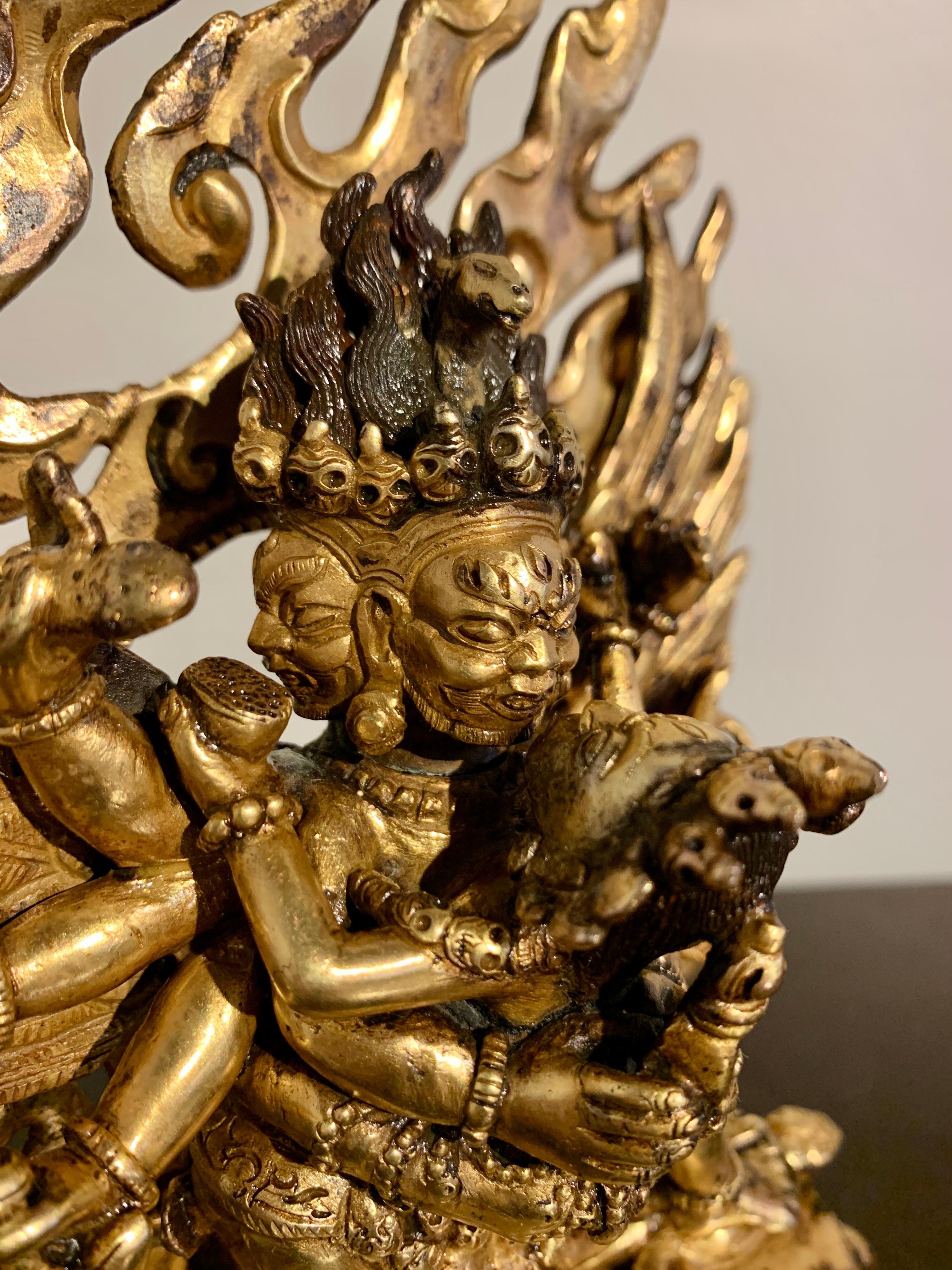 Sino-Tibetan Gilt Bronze Hayagriva with Consort Vajravarahi, circa 1800, Tibet For Sale 4