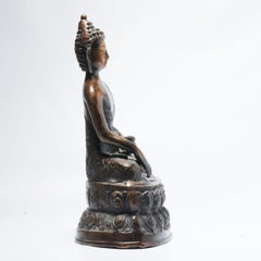 Sino-Tibetan Lotus Bronze Cast Buddha China Nepali or Tibet Statue, 20th Century