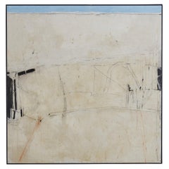 Peinture technique mixte abstraite crème et bleue Sinopia di un Paesaggio