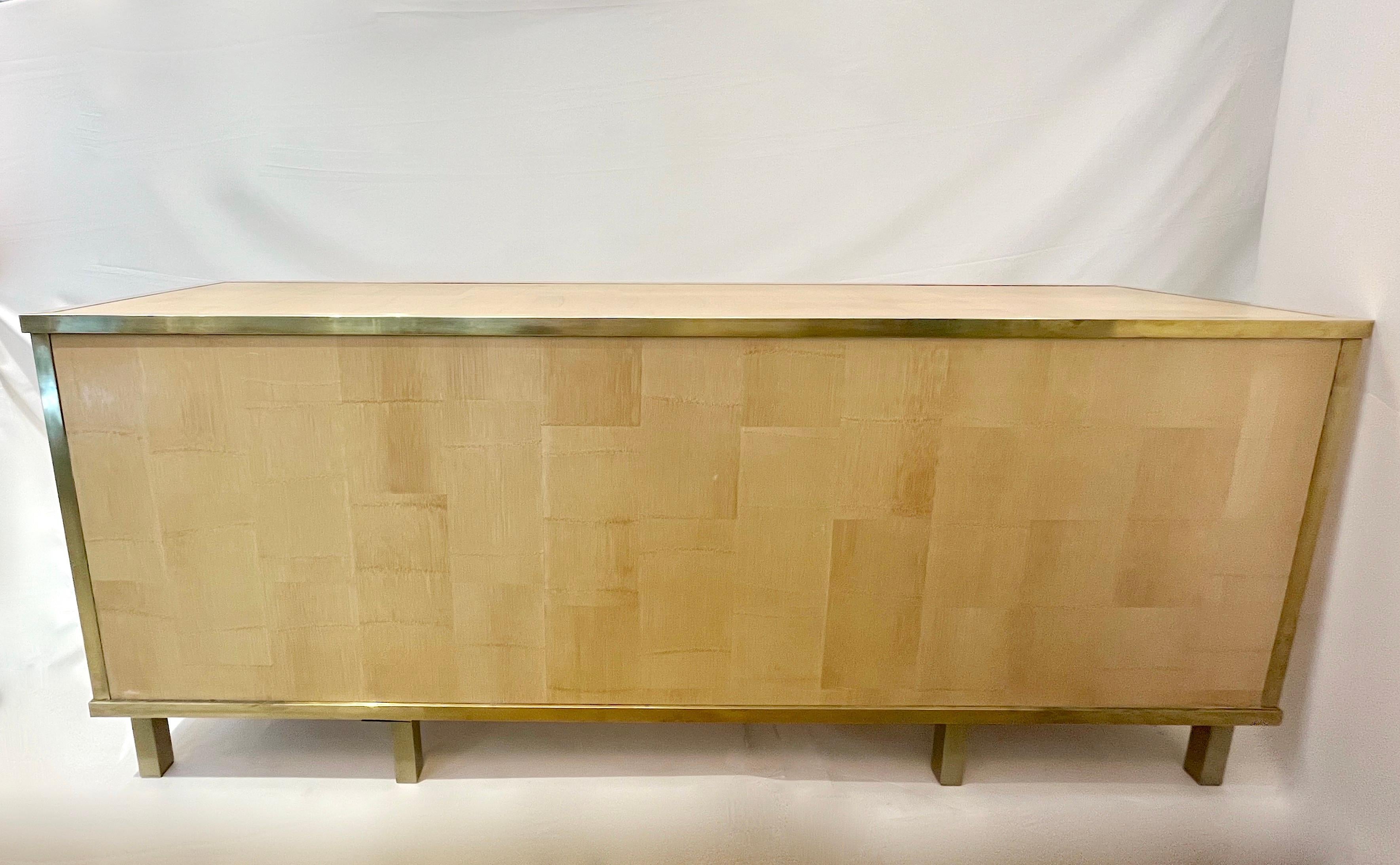 Late 20th Century Sinopoli 1970s Italian Back Finished Asian Style Brass Bamboo Sideboard/Cabinet For Sale
