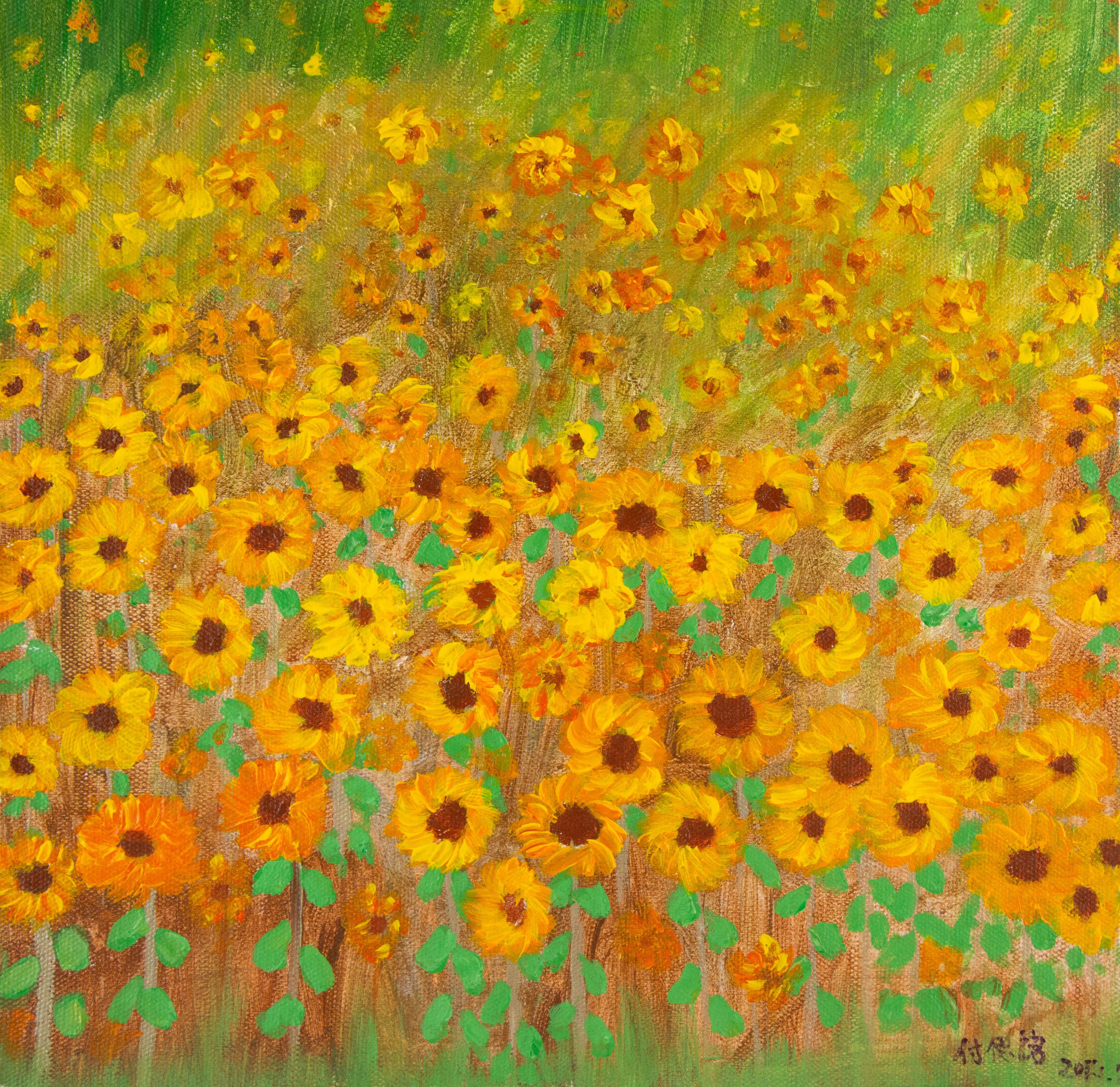 Peinture acrylique originale de Sinou Fu « Wild Chrysanthème »