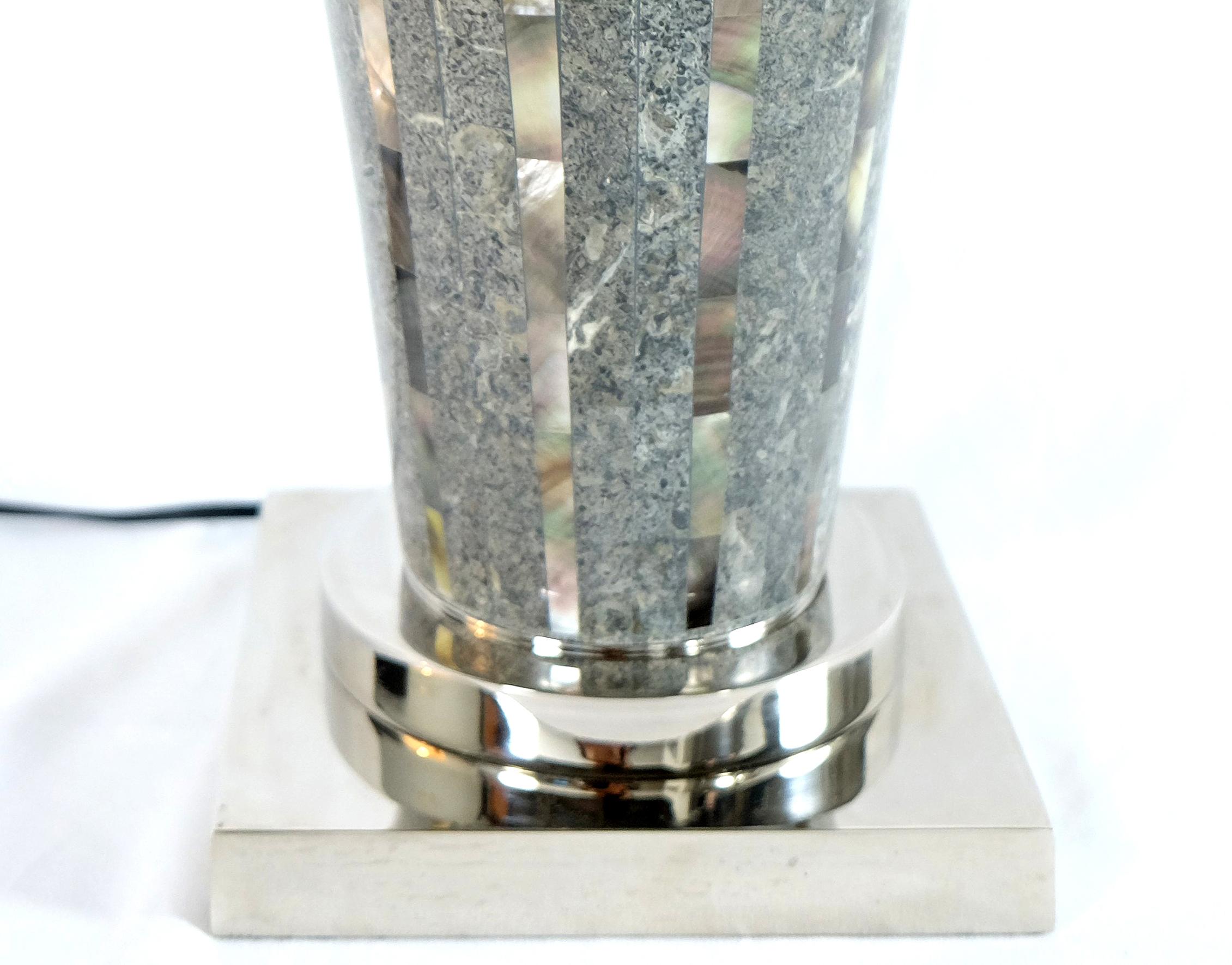 Laudarte Srl of Italy Table Lamp in Marble and Mother-Of-Pearl, Pair Available  In New Condition For Sale In Miami, FL