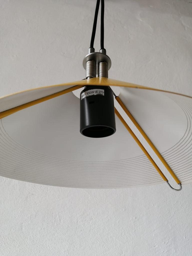 Italian Yellow Metal Pendant Lamp Sintheto Soffitto by F. A. Porsche for Luci, 1980s For Sale
