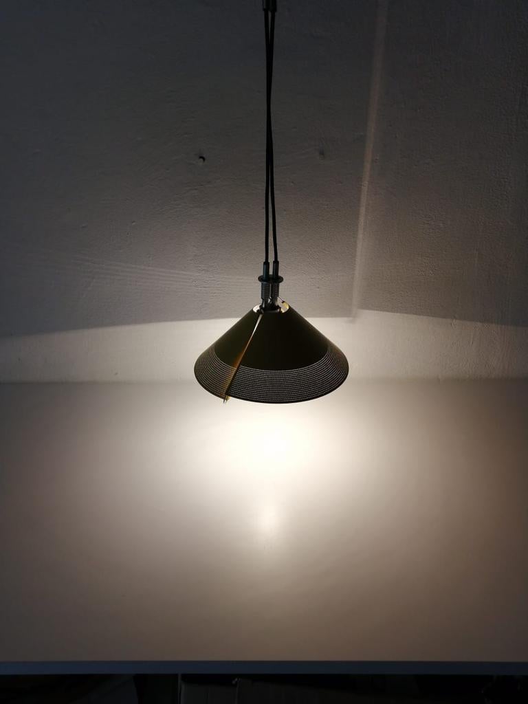 Yellow Metal Pendant Lamp Sintheto Soffitto by F. A. Porsche for Luci, 1980s In Good Condition For Sale In Hagenbach, DE