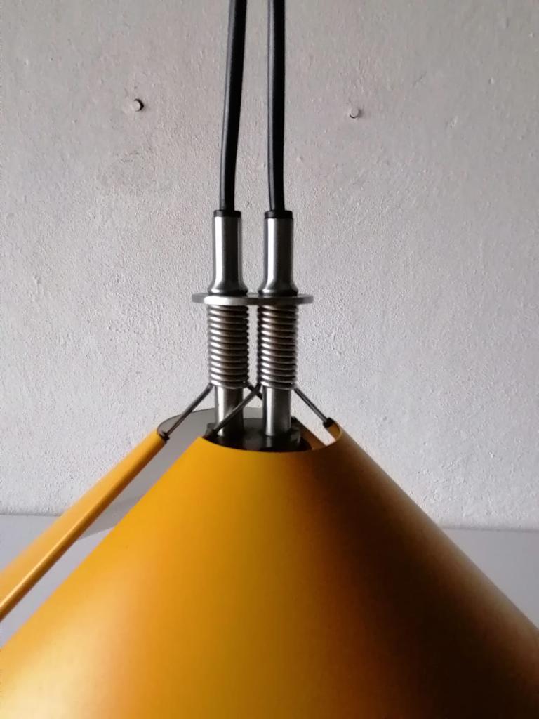Late 20th Century Yellow Metal Pendant Lamp Sintheto Soffitto by F. A. Porsche for Luci, 1980s For Sale