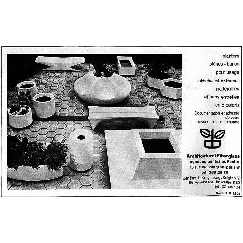 Banco/plantador Sintoform de Elsie Crawford para Architectural Fiberglass, 1970 en venta 1