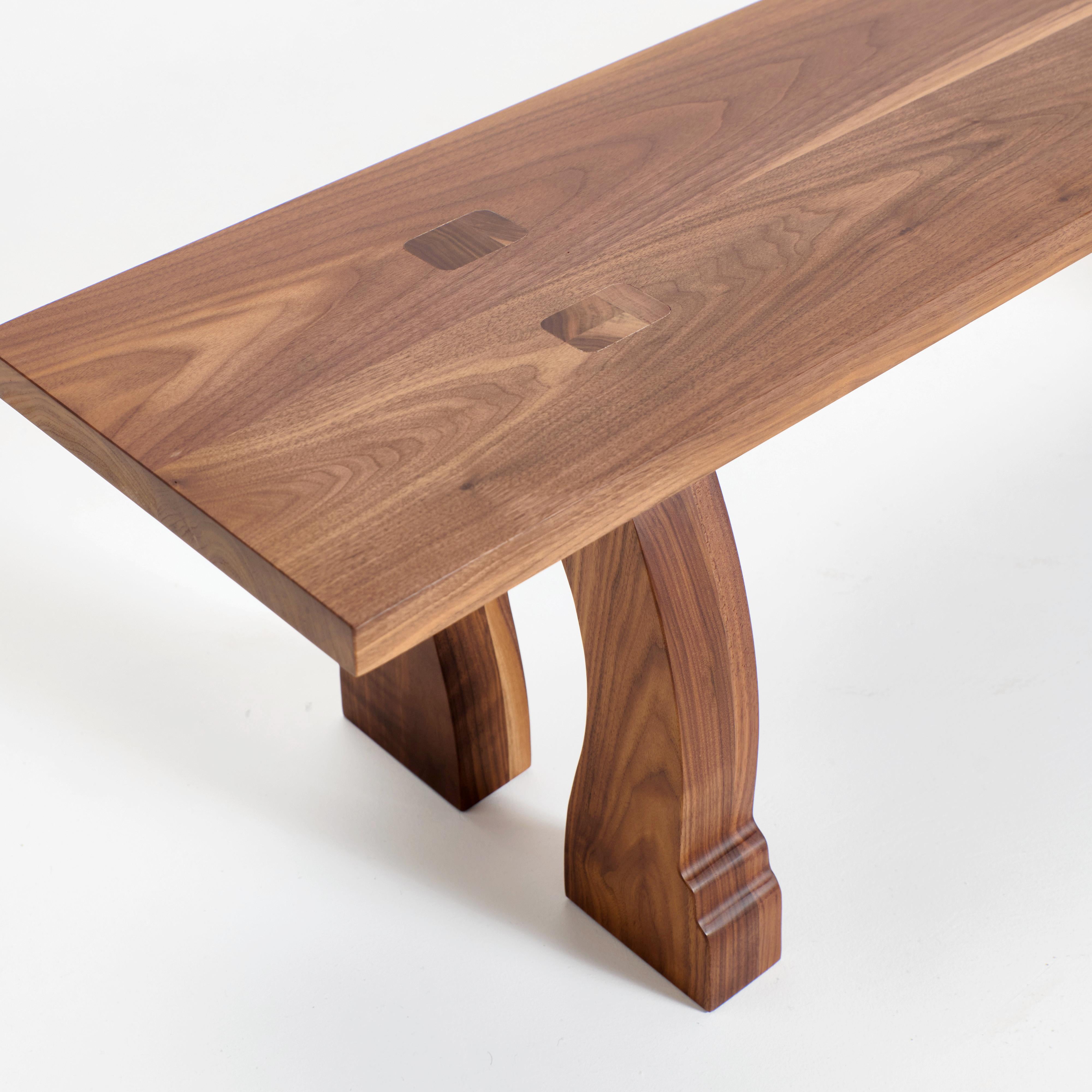 Hand-Carved Sintra Bench - Walnut For Sale