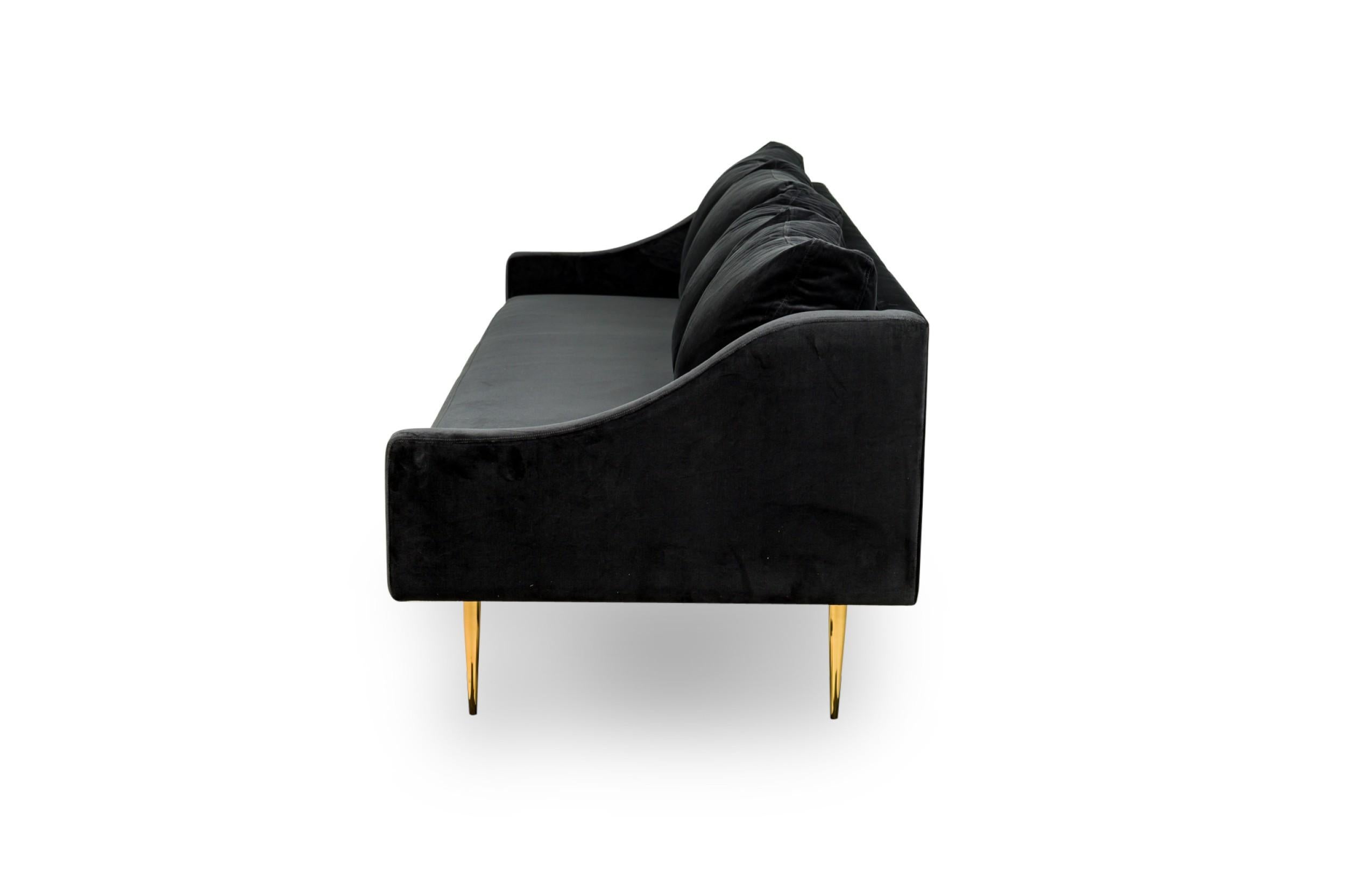 black velvet sofa with gold legs