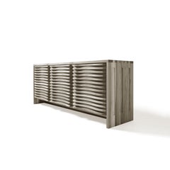 Sinuo Solid Wood Sideboard, Walnut in Natural Grey Finish, Contemporary