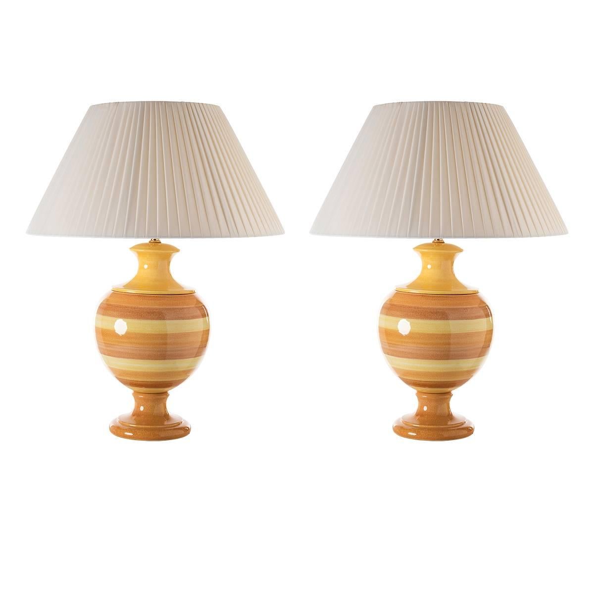 Contemporary Table Lamps in Ceramic, Sinuous-Colored  For Sale