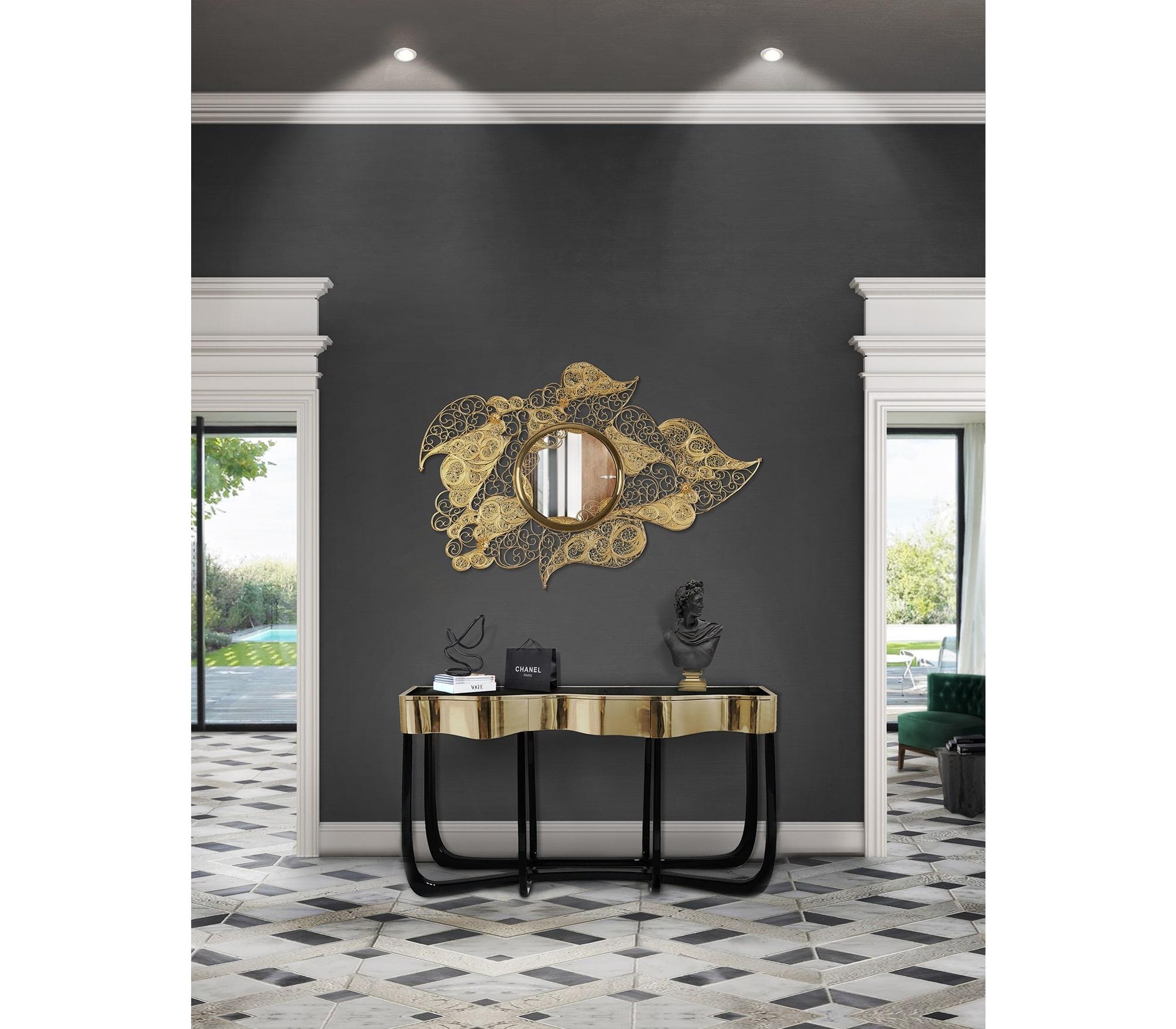Brass Sinuous Gold Console For Sale