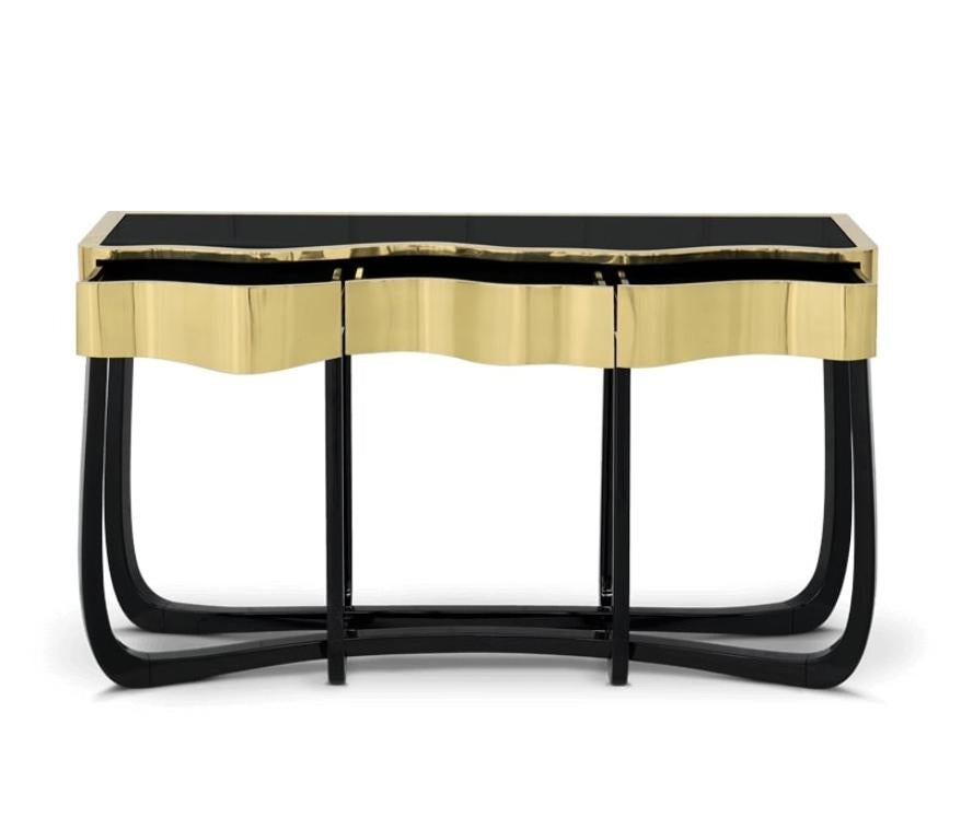 Modern Sinuous Gold Console For Sale