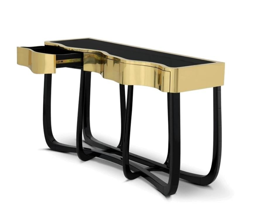 Sinuous Gold Console In New Condition For Sale In New York, NY