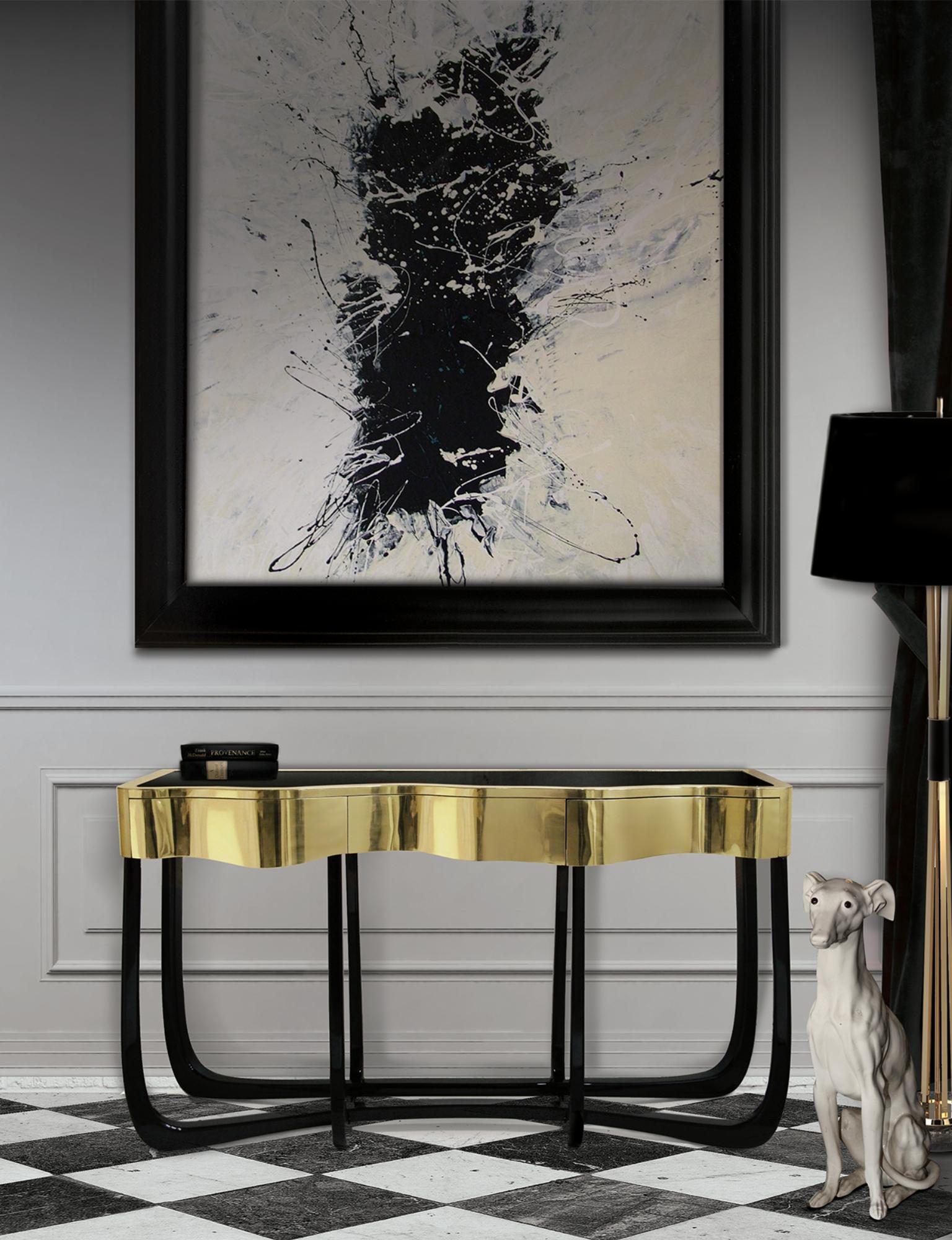 Sinuous Gold Console  - Hand-Crafted Brass & Veneer - Boca do Lobo For Sale 5