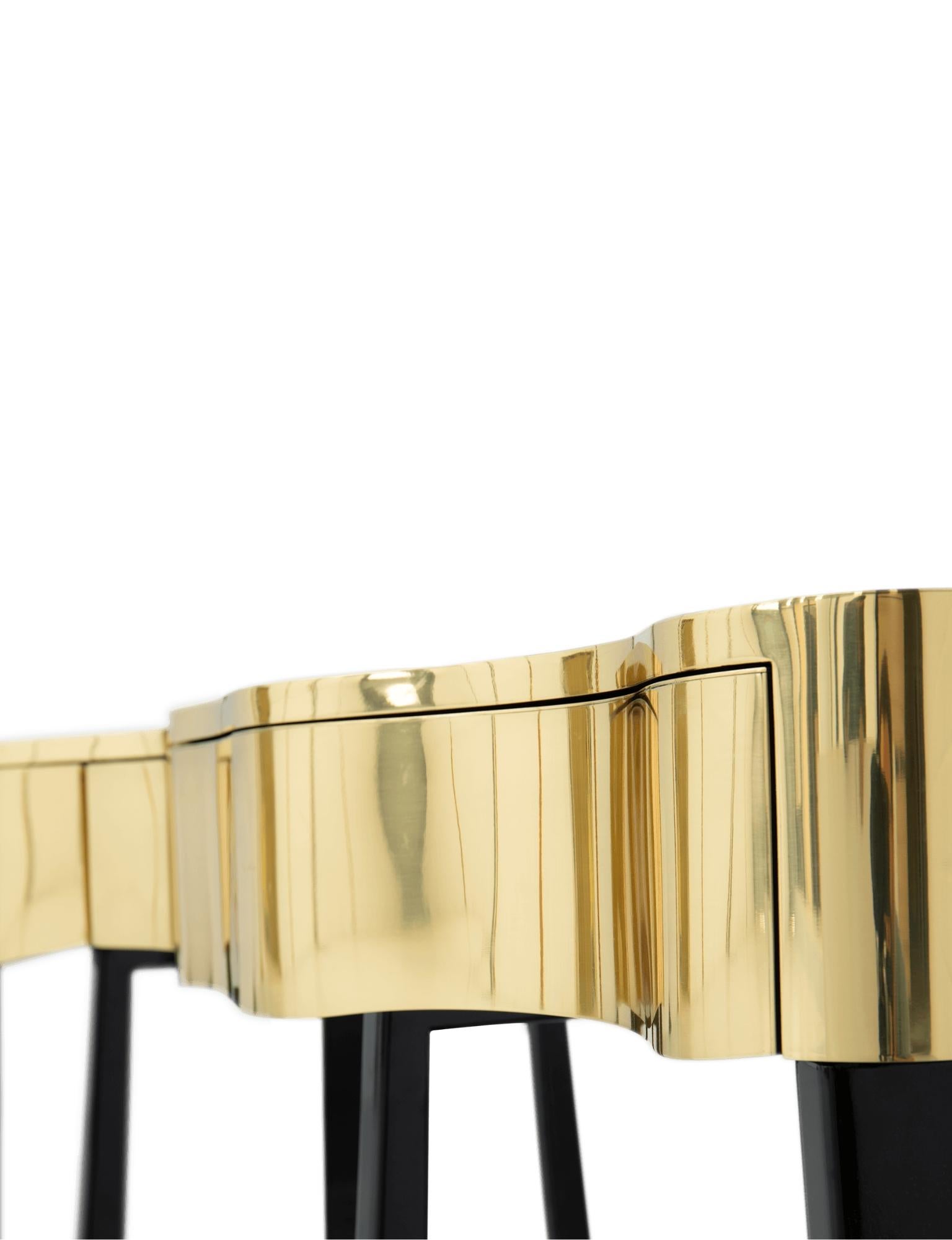 Sinuous Gold Console  - Hand-Crafted Brass & Veneer - Boca do Lobo For Sale 1