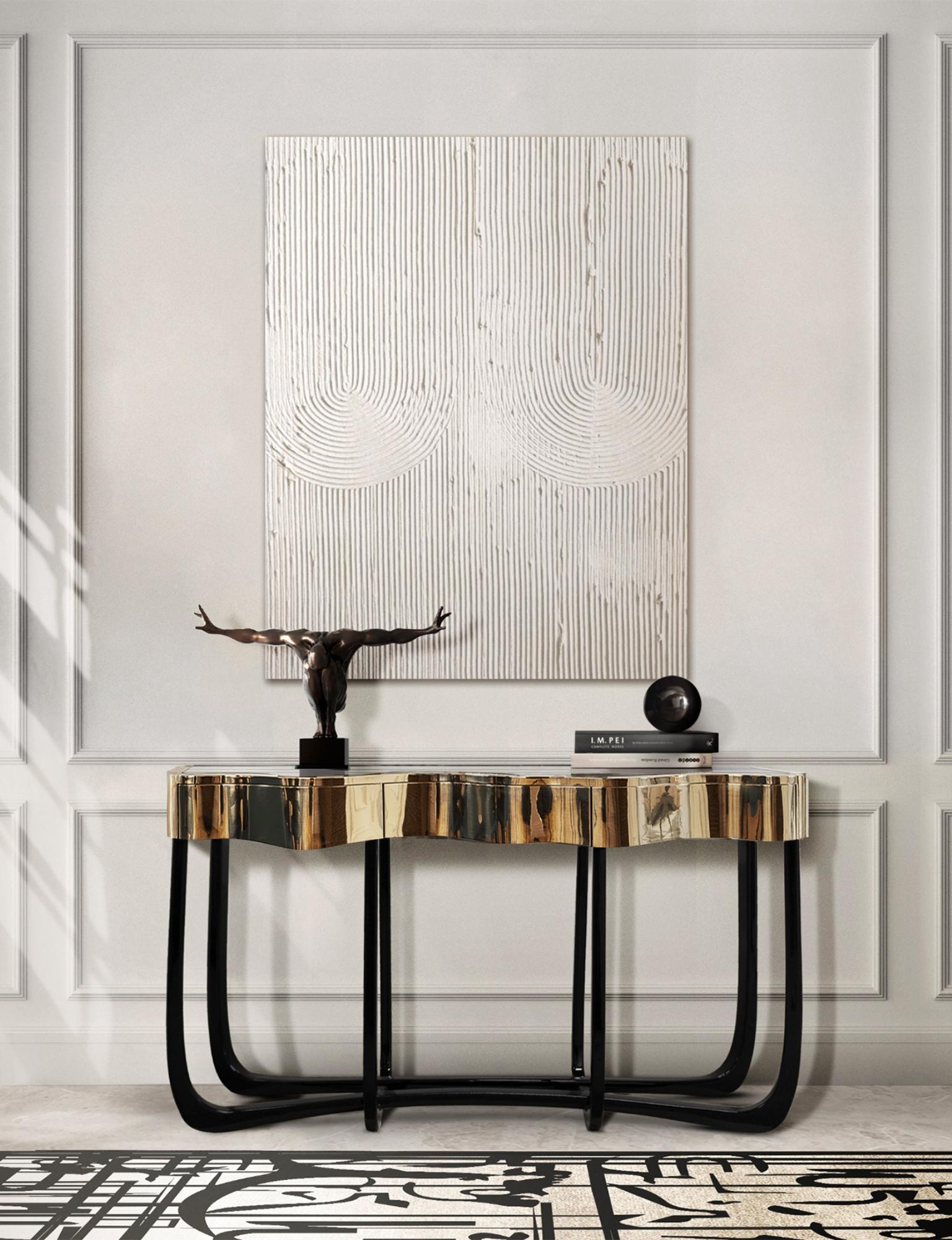 Sinuous Gold Console  - Hand-Crafted Brass & Veneer - Boca do Lobo For Sale 2