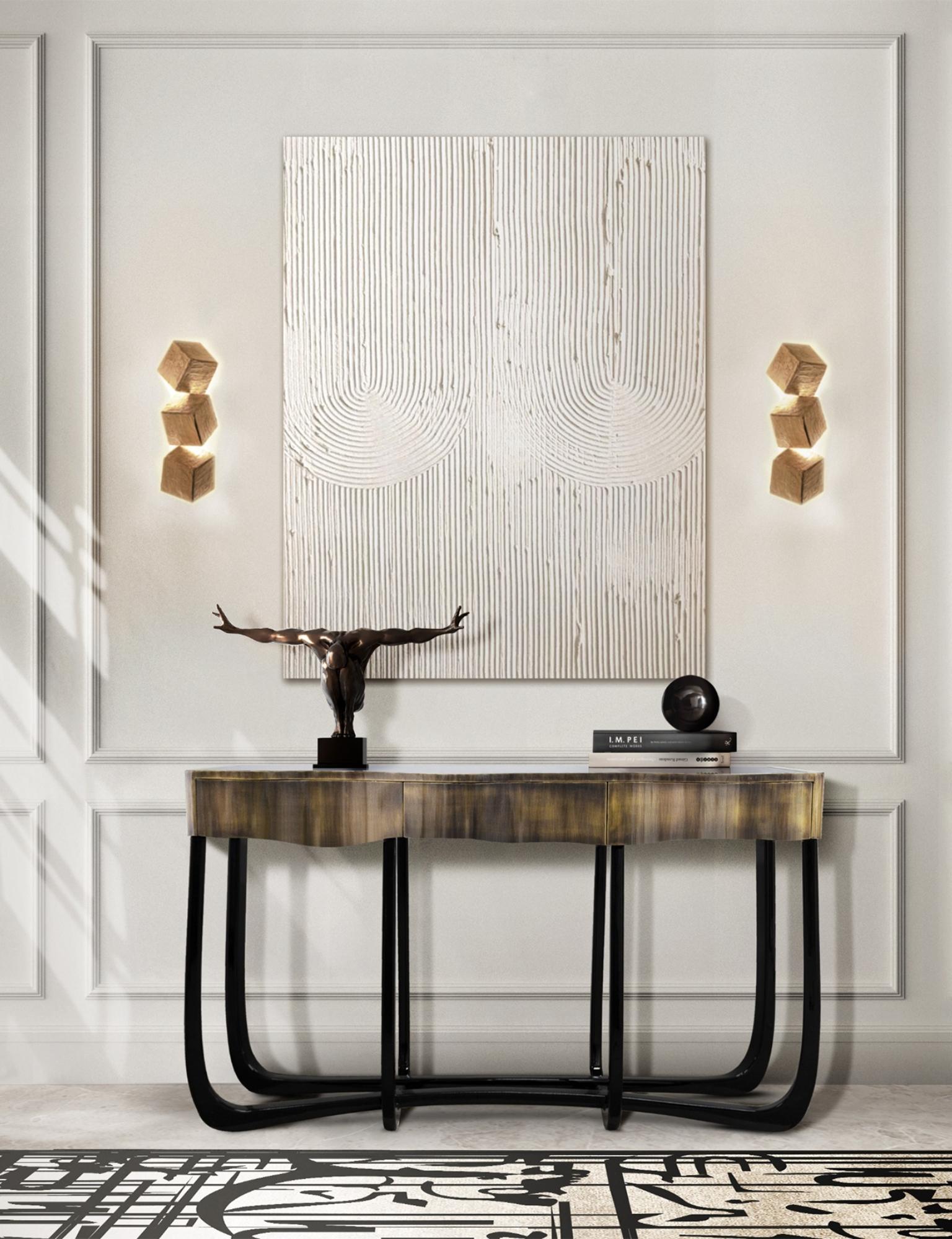 Sinuous Patina Console - Hand-Crafted Brass & Veneer - Boca do Lobo For Sale 6