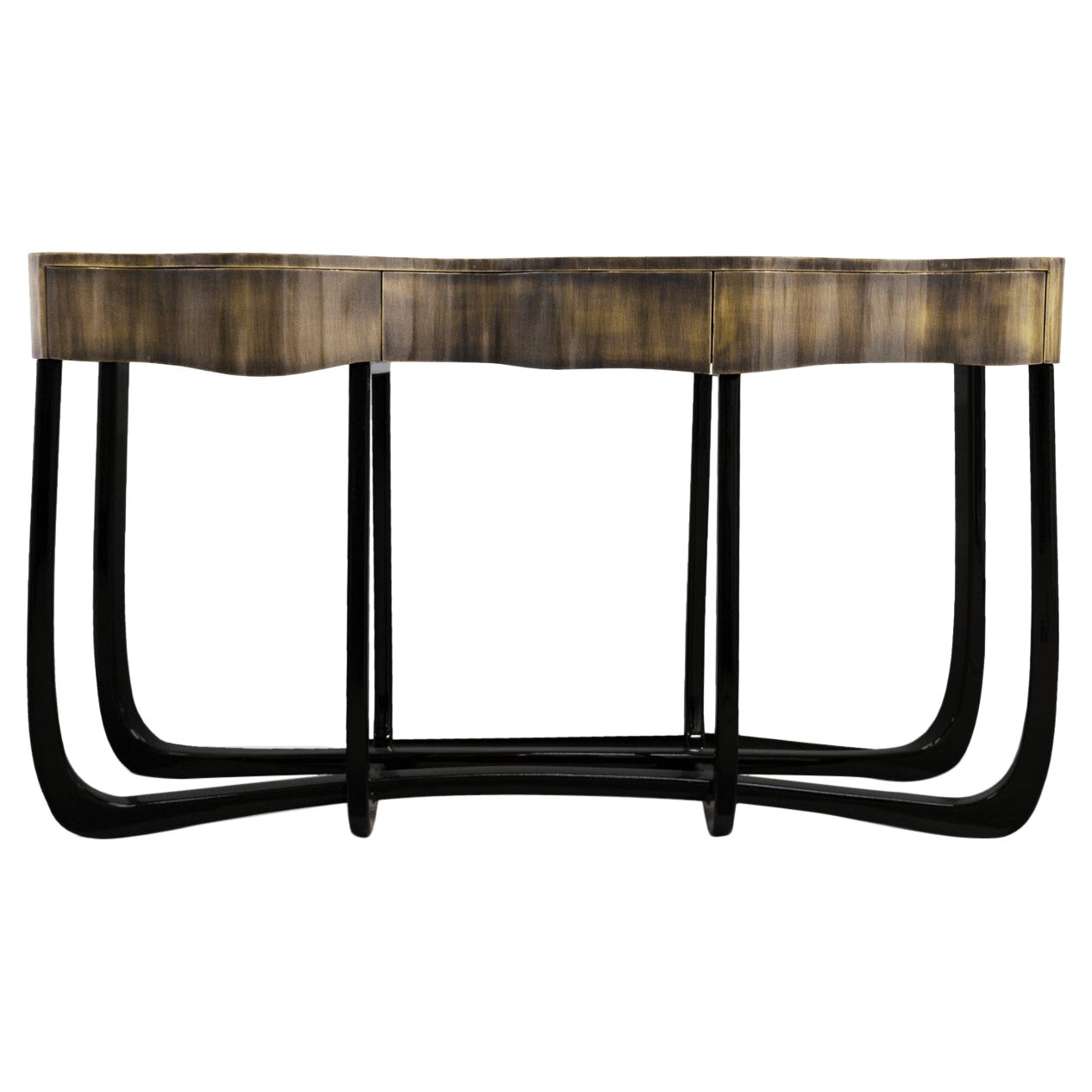 Consolle Sinuous Patina - Ottone e impiallacciato a mano - Boca Do Lobo