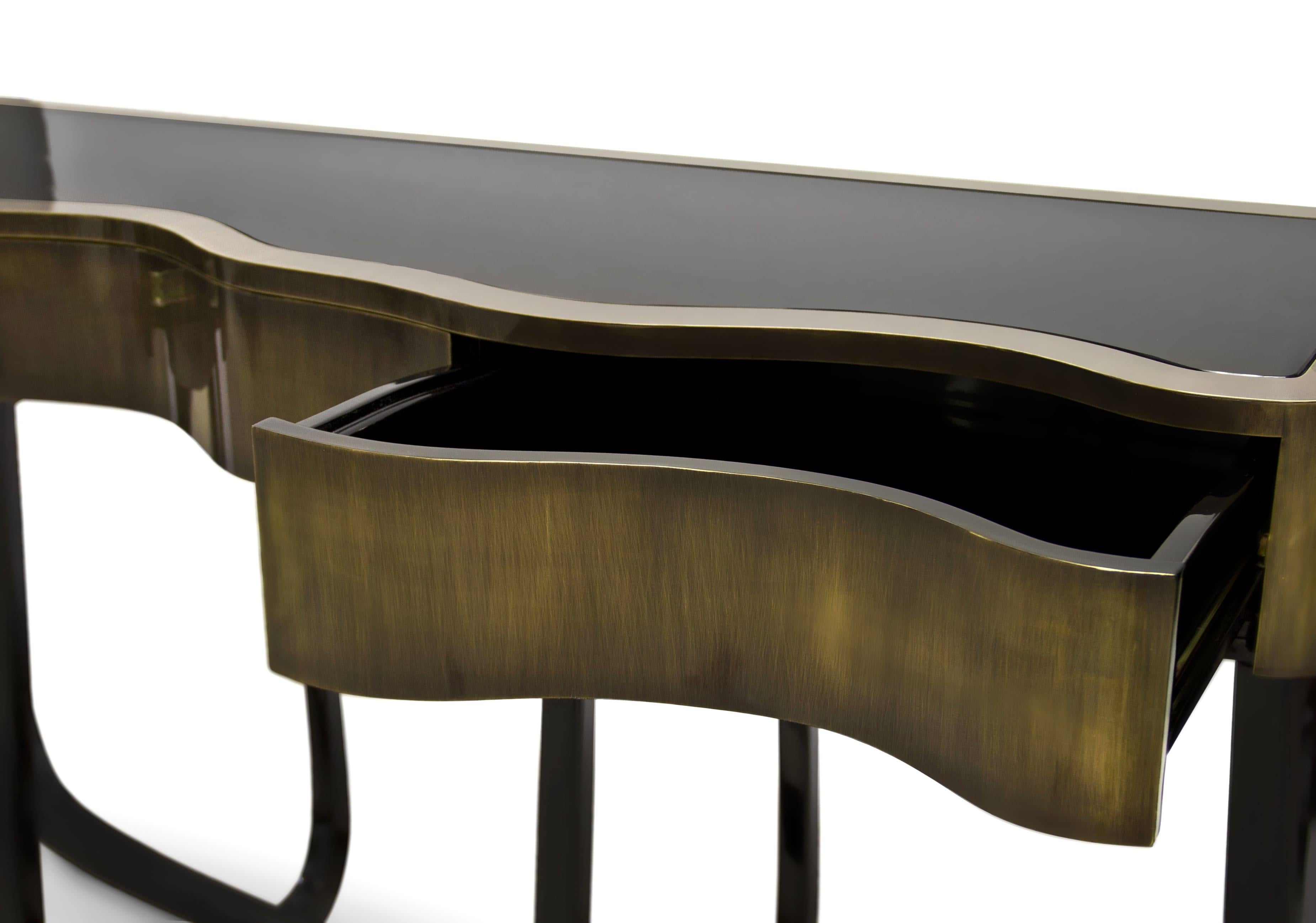 Varnished Contemporary Sinuous Patina Console by Boca do Lobo For Sale
