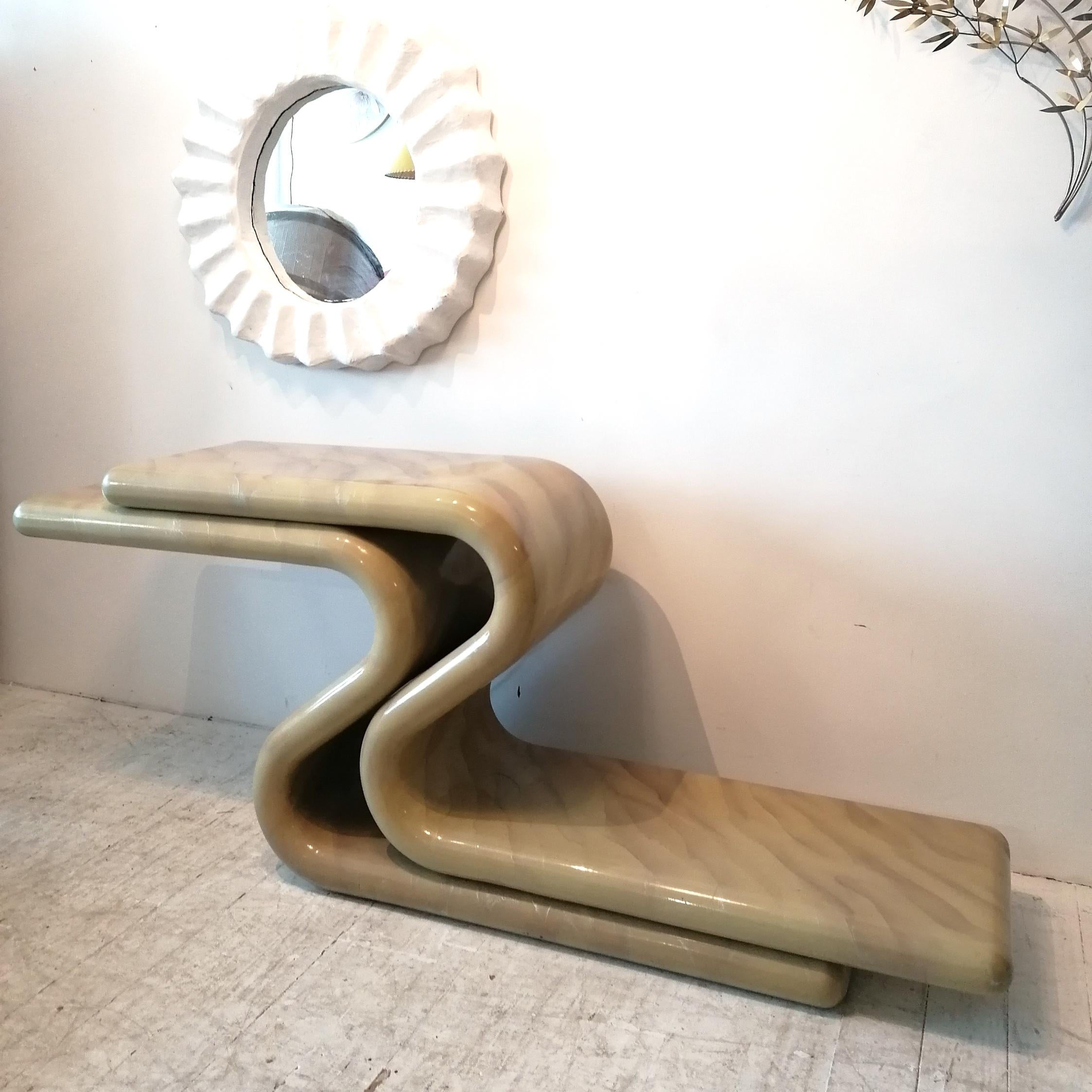 Post-Modern Sinuous postmodern American lacquered console table, Karl Springer style, 1980s For Sale