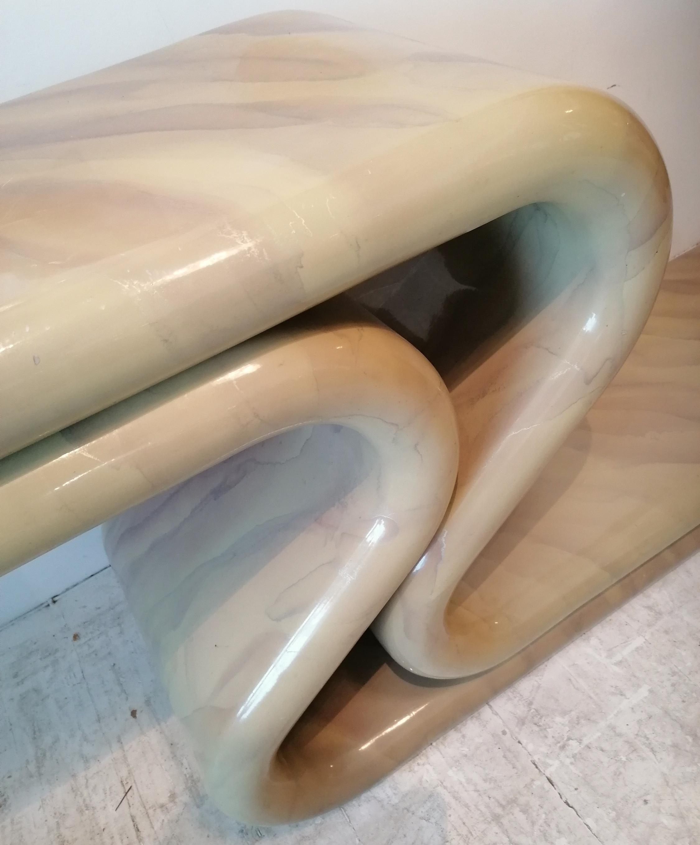 Sinuous postmodern American lacquered console table, Karl Springer style, 1980s For Sale 2