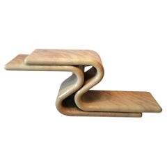 Sinuous postmodern American lacquered console table, Karl Springer style, 1980s