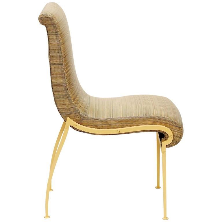 French Sinuous Side Vanity Chair by André Arbus and Executed by Gilbert Poillerat For Sale