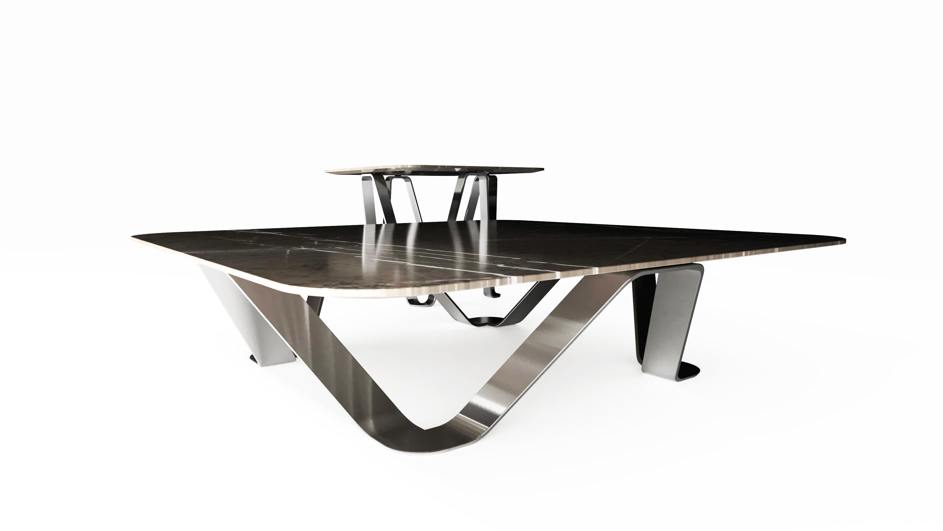 The Sinusoid centre table by Grzegorz Majka, 2021
Dimensions: 51.18 x 51.18 x 13.78 in
Materials: marble, steel

There are ups and downs in the lives of each of us. In the face of many obstacles we follow the sinusoid path. This unique centre
