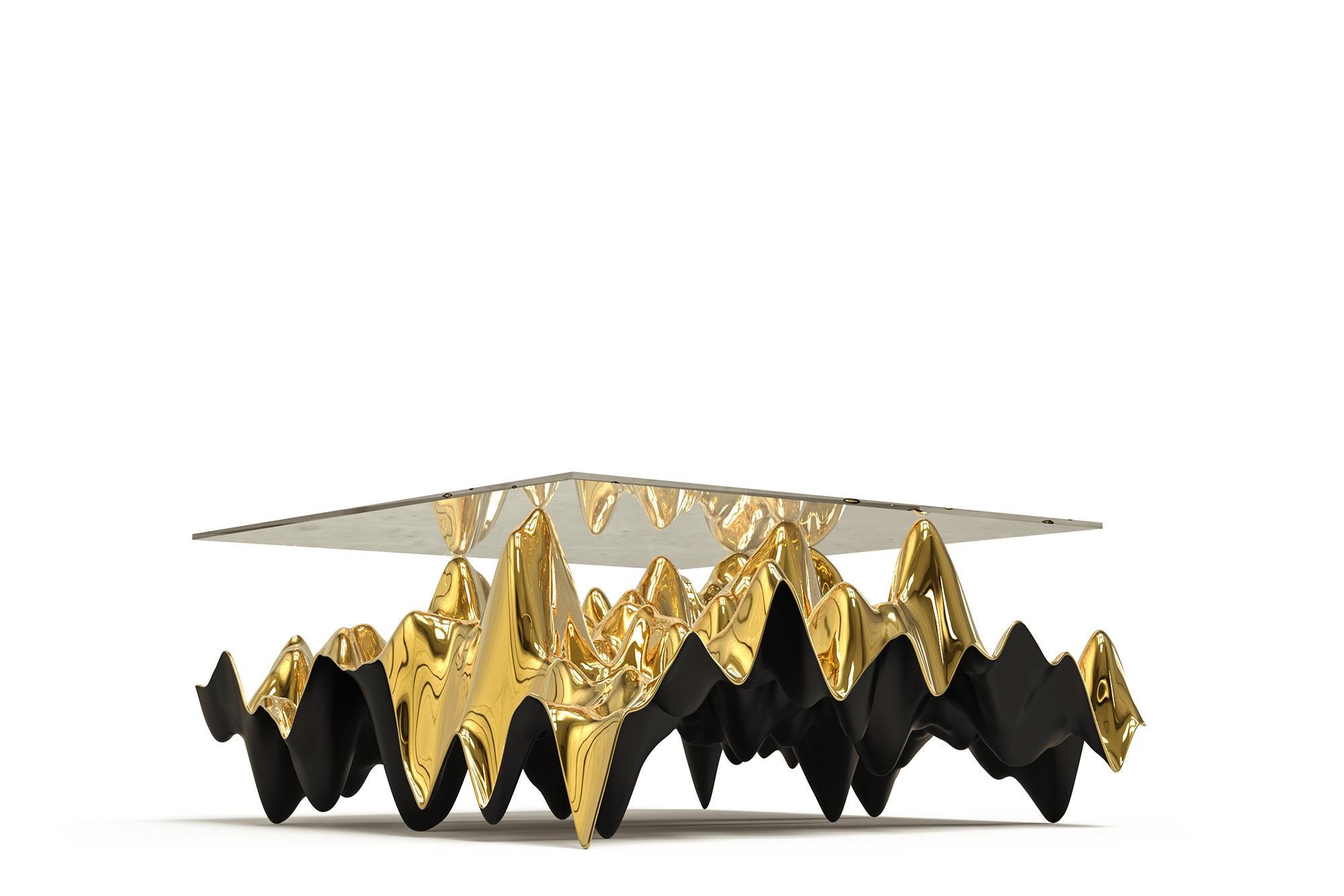 Sinusoid Coffee Table Gold and Black In New Condition For Sale In San Jose del Cabo, BCS