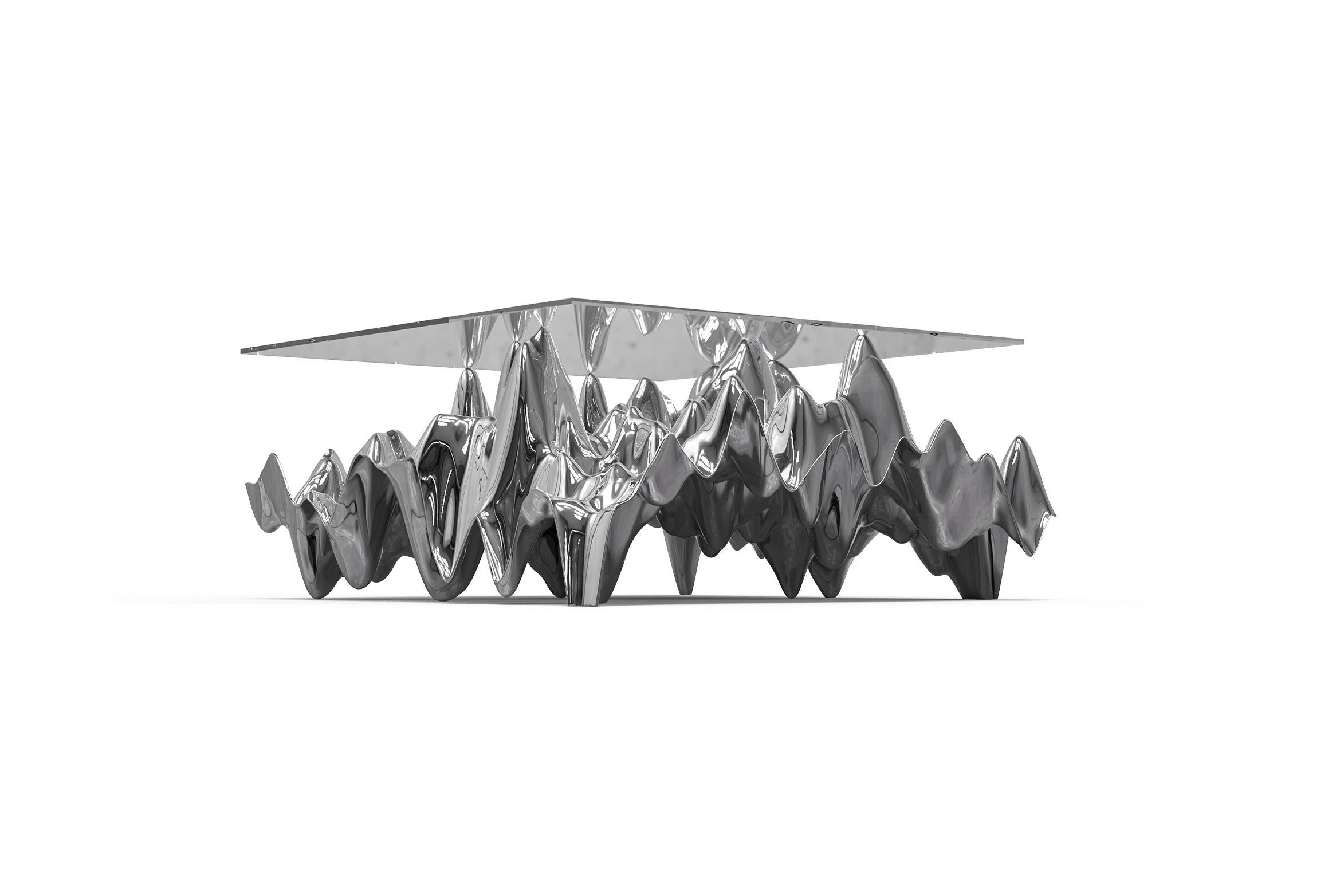 Sinusoid Coffee Table Mirror Chrome In New Condition For Sale In San Jose del Cabo, BCS